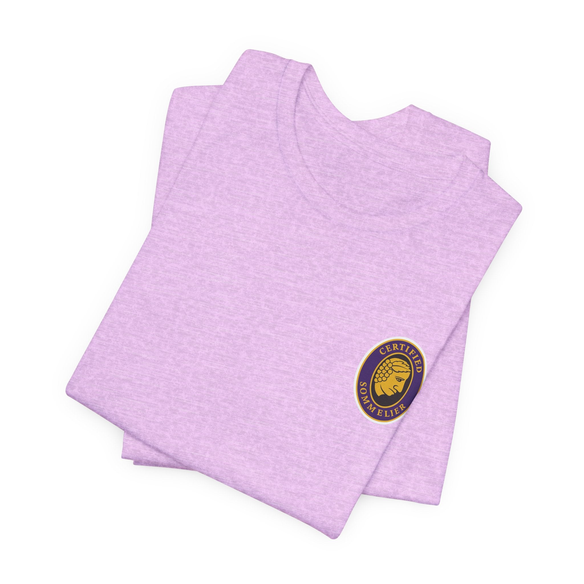 Certified Sommelier T-shirt, featuring the official emblem in striking purple, gold, and black