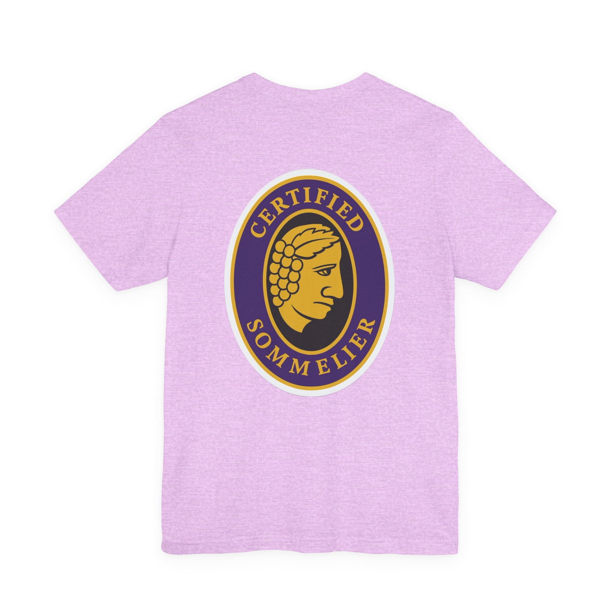 Certified Sommelier T-shirt, featuring the official emblem in striking purple, gold, and black