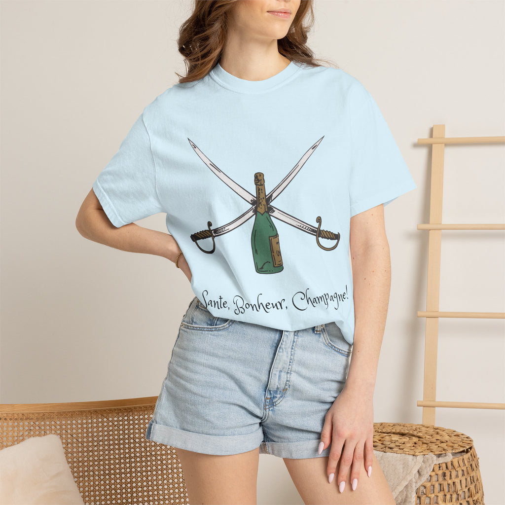 Champagne Sabering T-Shirt, Crossed Sabers & Bottle Graphic Tee