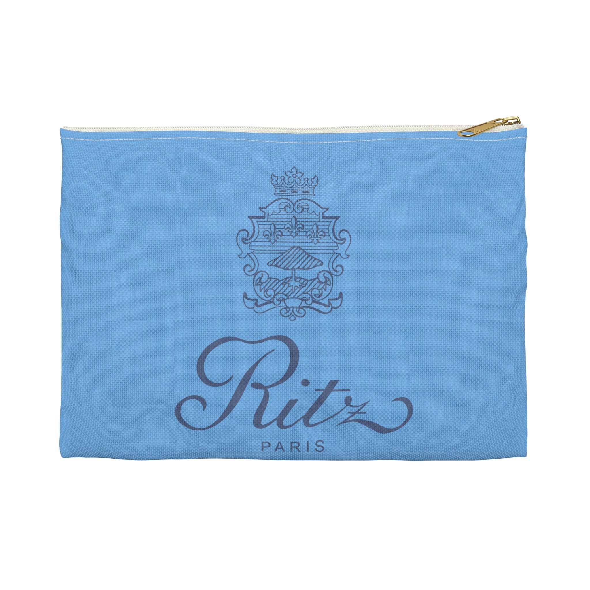 Vintage Ritz Paris Accessory Pouch | Light Blue Cosmetic Zip Bag