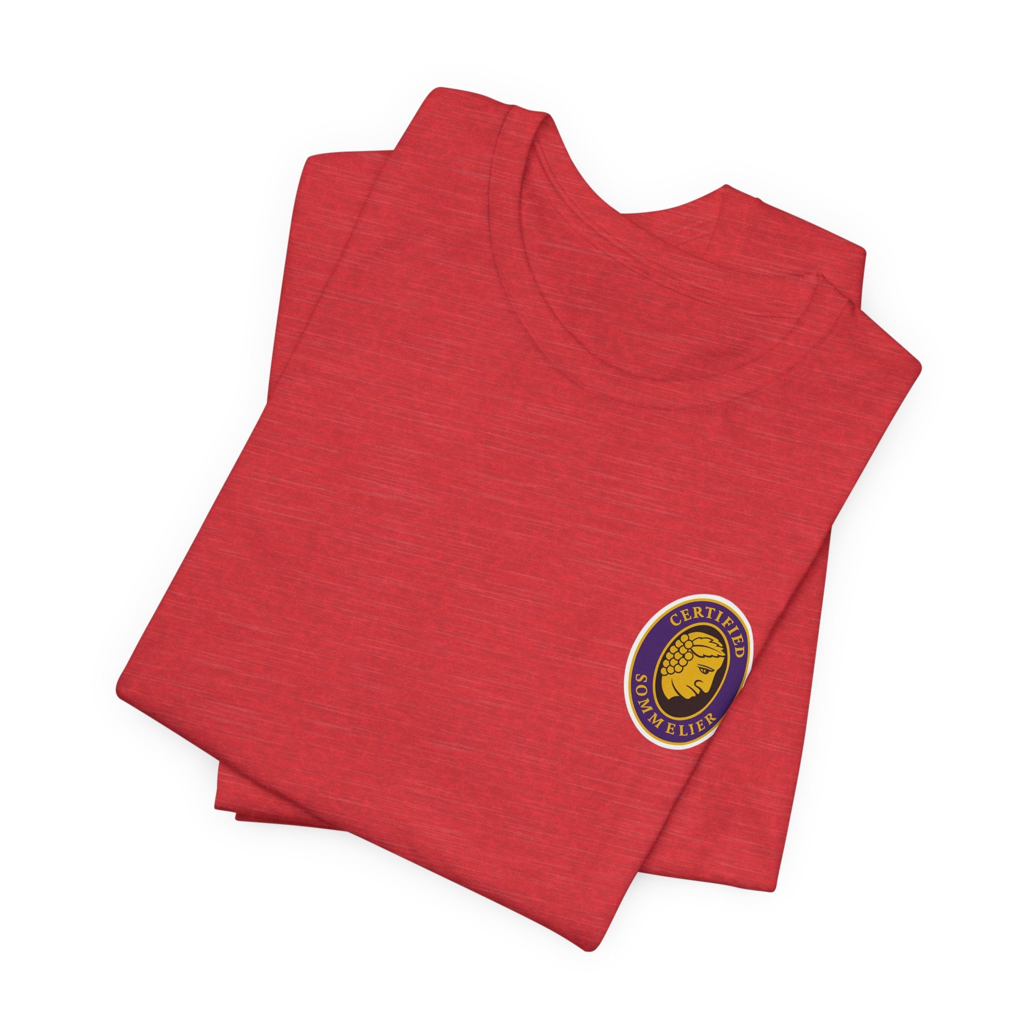Certified Sommelier T-shirt, featuring the official emblem in striking purple, gold, and black