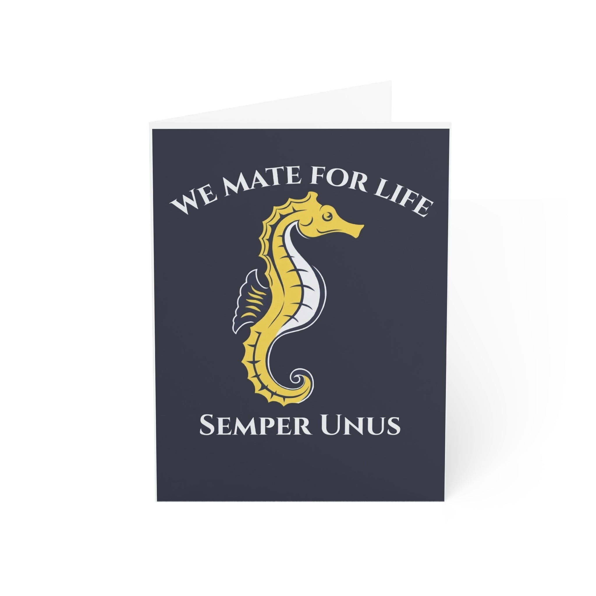 Seahorse 'We Mate For Life Semper Unus' Greeting Card