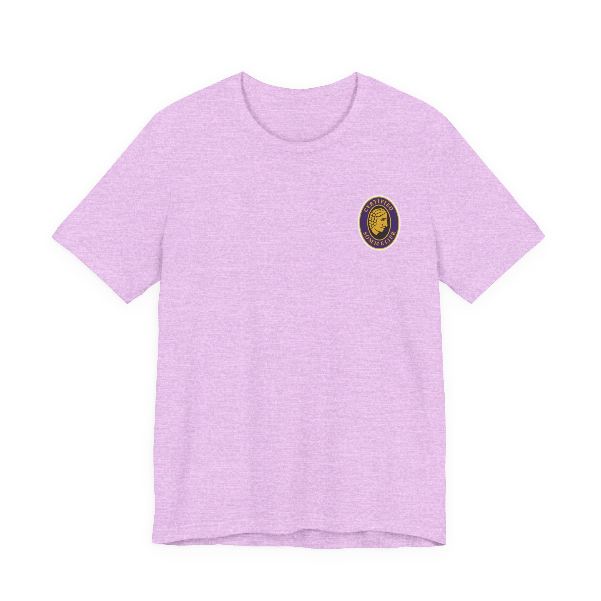 Certified Sommelier T-shirt, featuring the official emblem in striking purple, gold, and black