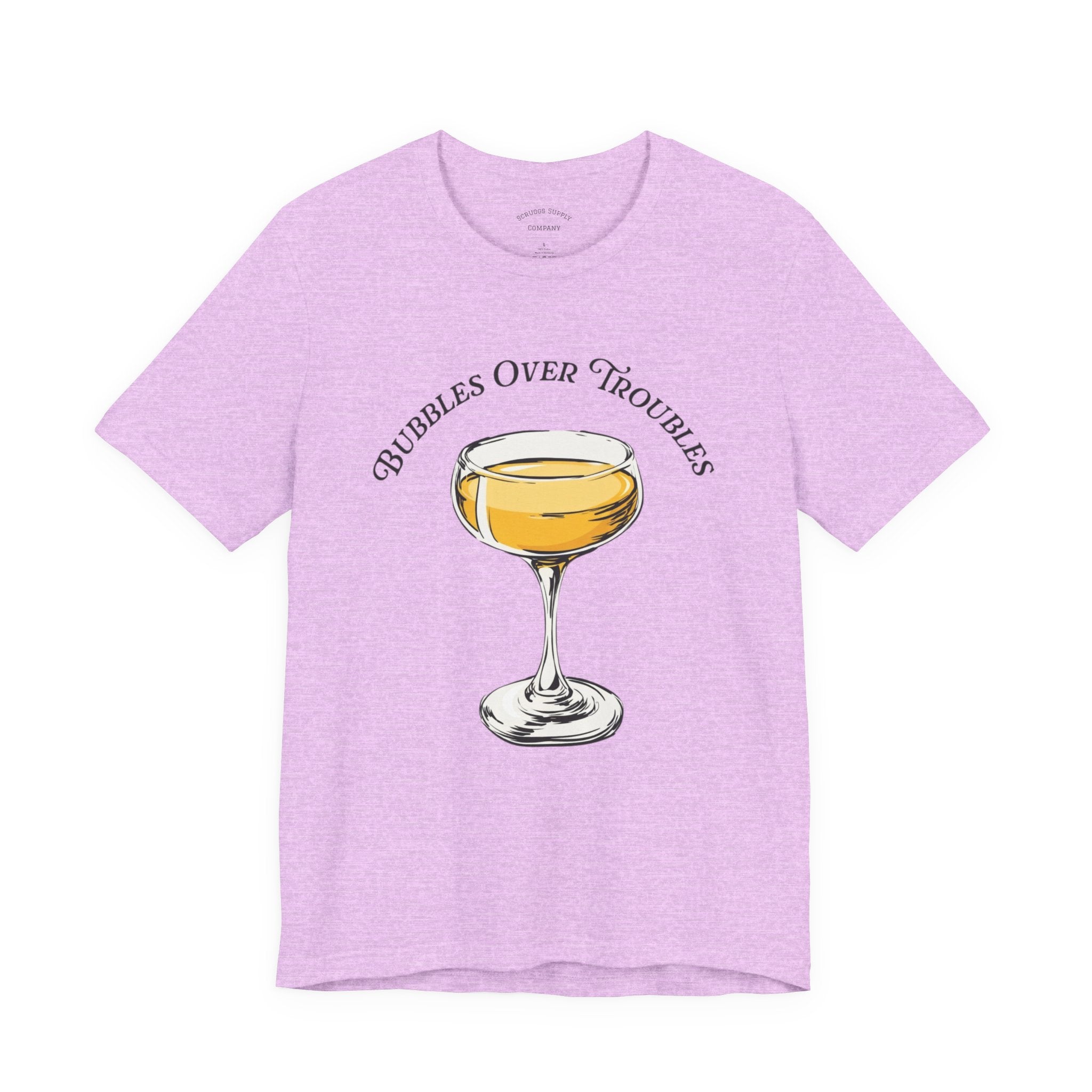 Bubbles Over Troubles Champagne Glass Tee | Cocktail Shirt