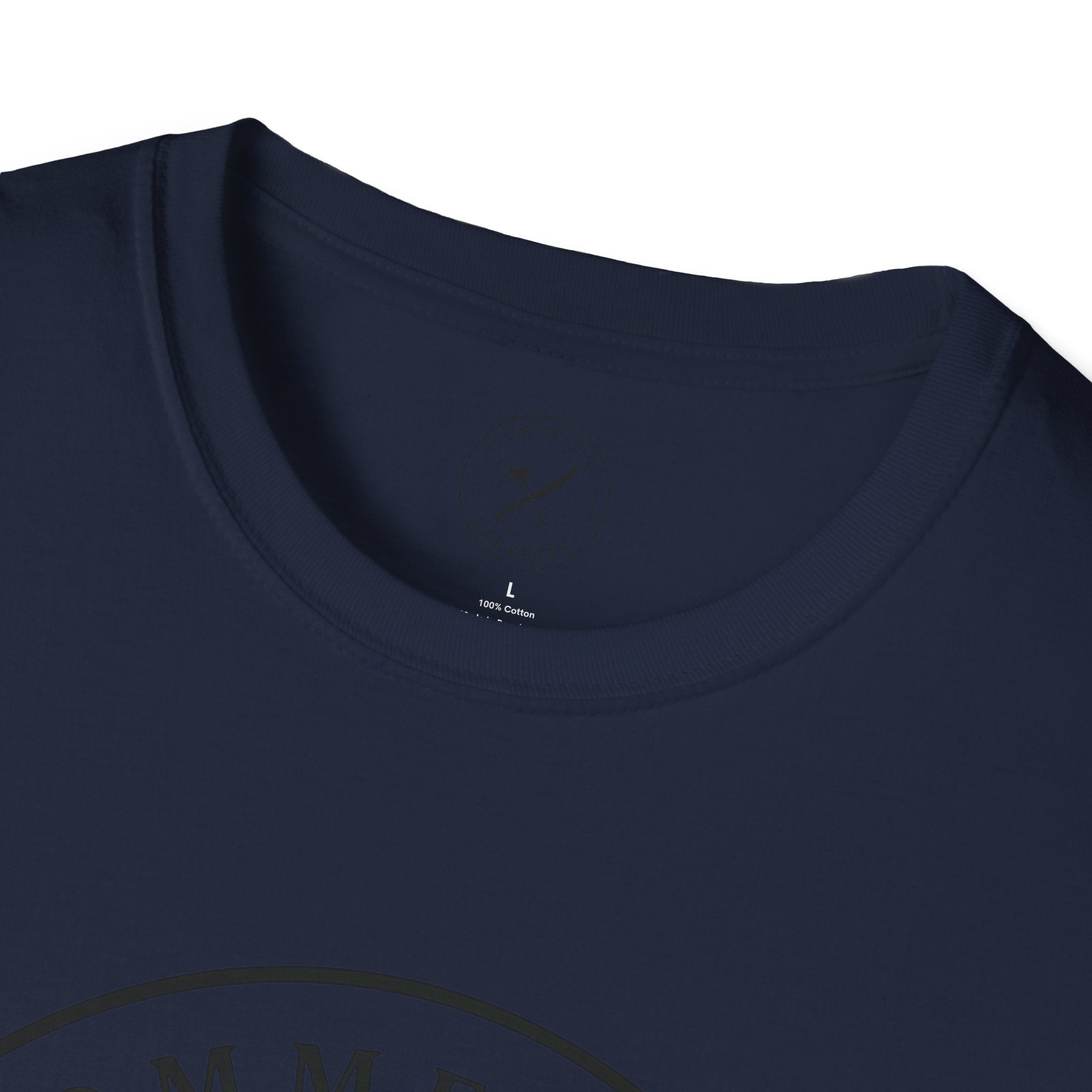 Sommelier and Sabering logo T-Shirt | Wine glass and saber emblem