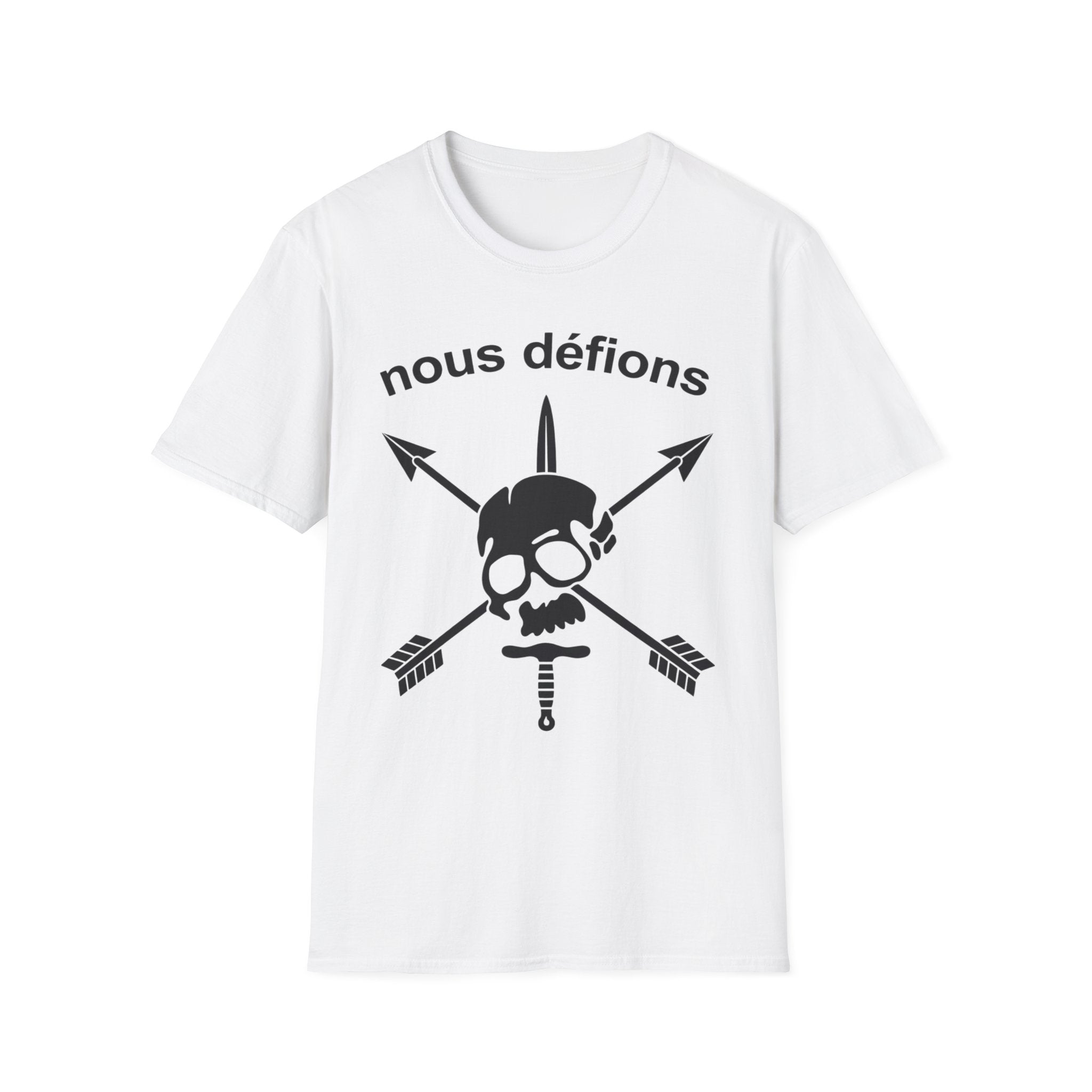 WW2 French Resistance Inspired T-Shirt Nous défions with skull and crossed bones