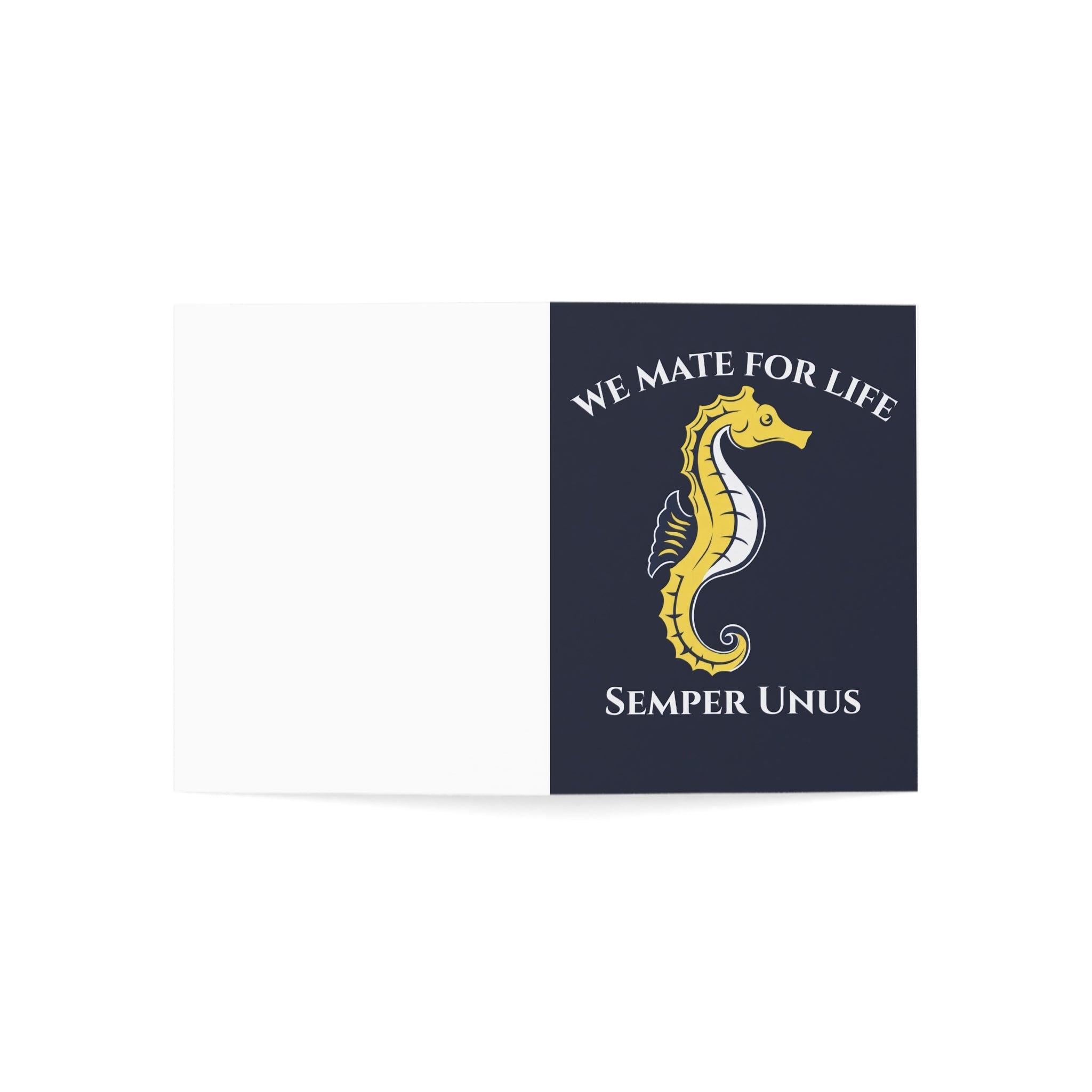 Seahorse 'We Mate For Life Semper Unus' Greeting Card