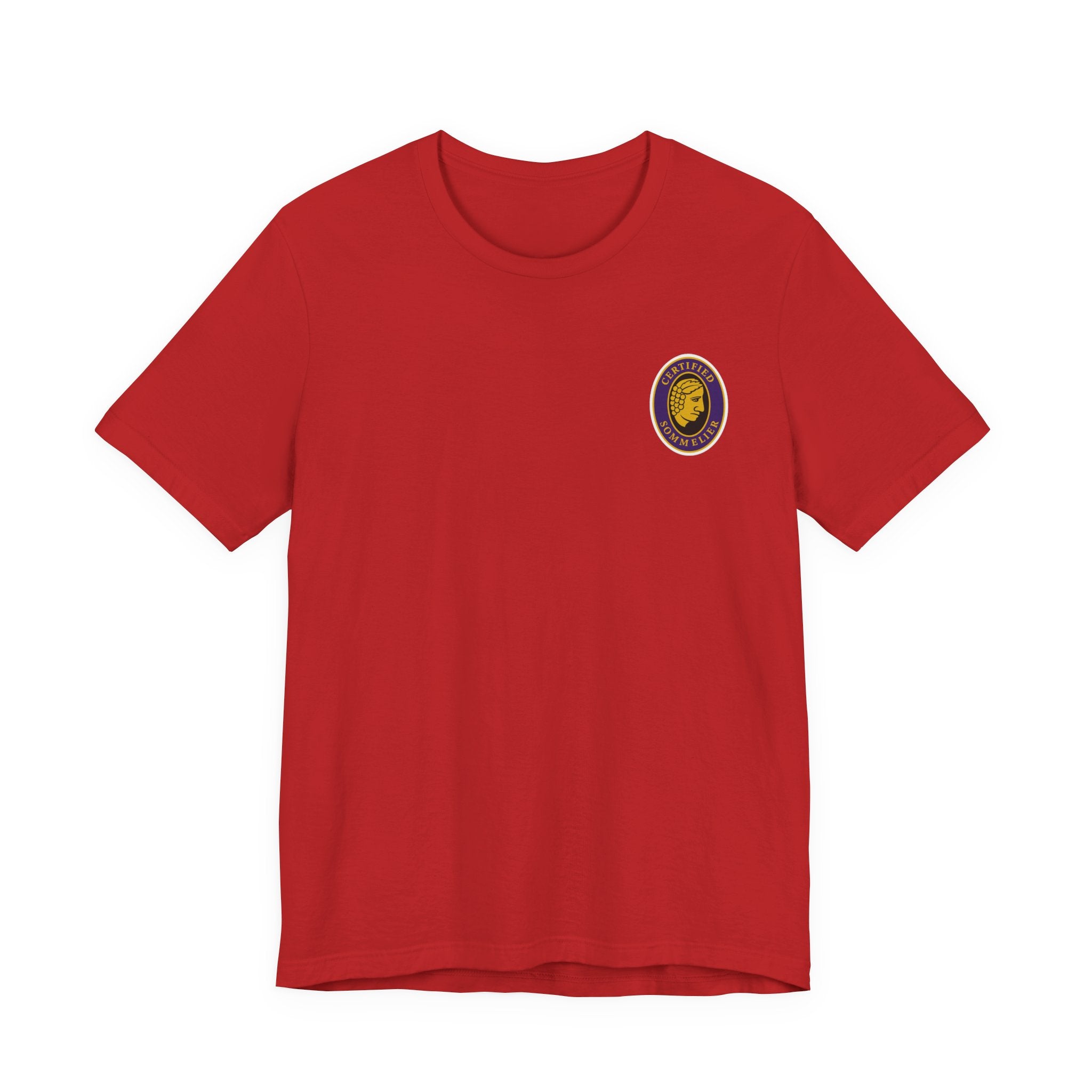 Certified Sommelier T-shirt, featuring the official emblem in striking purple, gold, and black