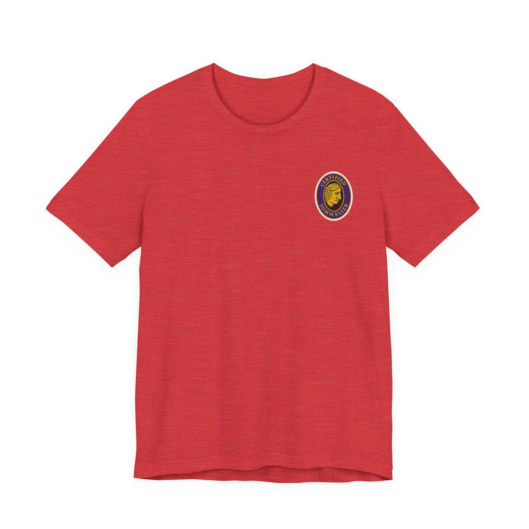 Certified Sommelier T-shirt, featuring the official emblem in striking purple, gold, and black