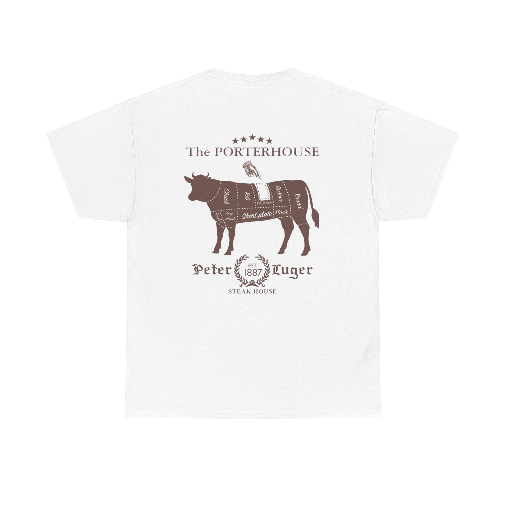 Peter Luger Vintage Butcher Cut Diagram T-Shirt | Porterhouse Steak Cow Diagram