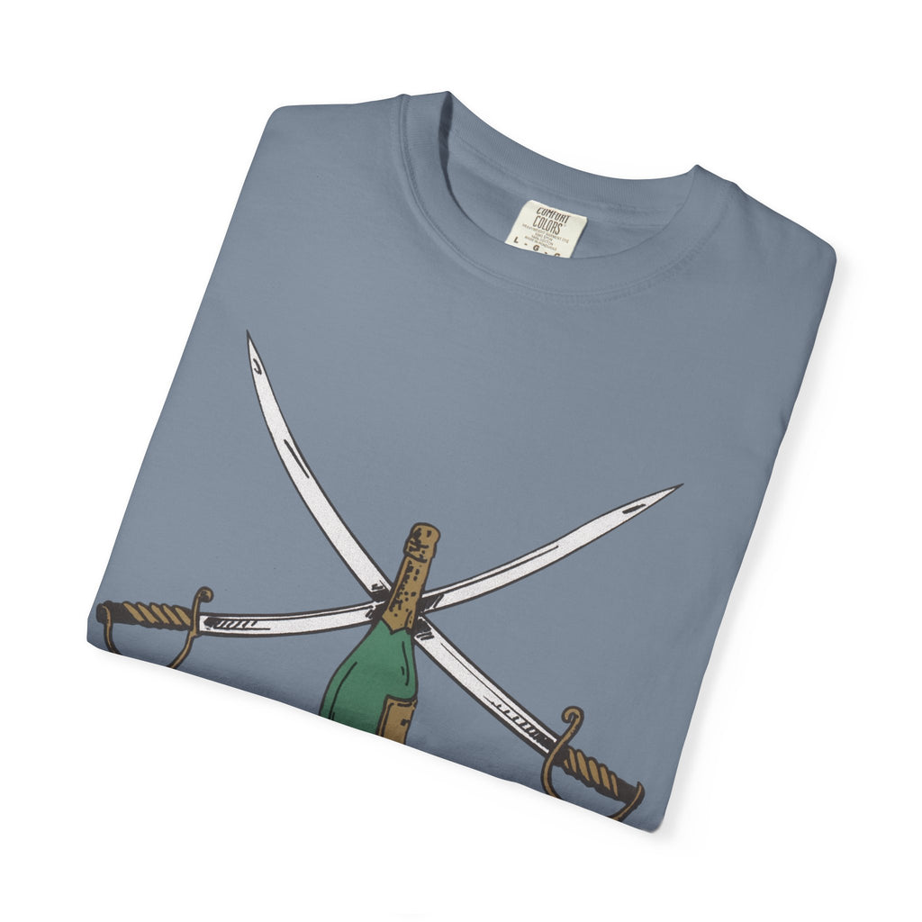 Champagne Sabering T-Shirt, Crossed Sabers & Bottle Graphic Tee