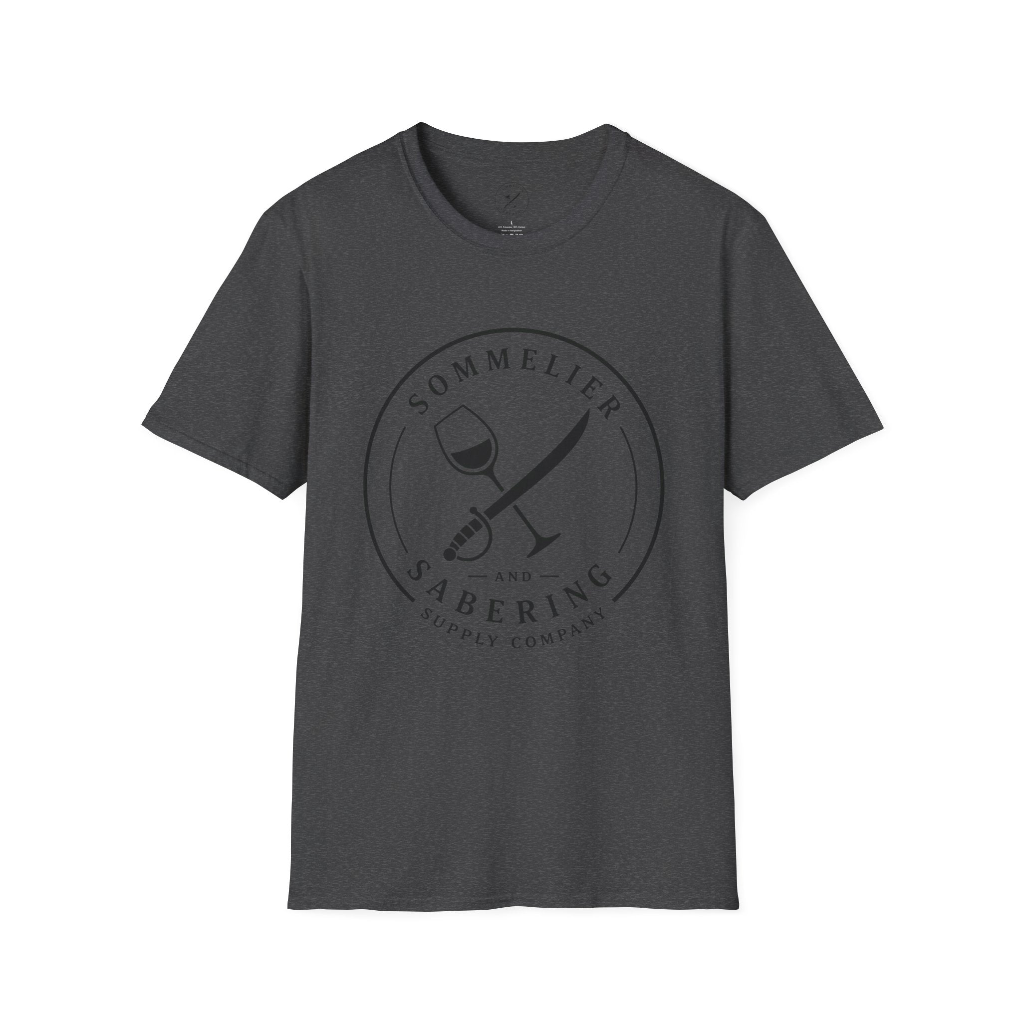 Sommelier and Sabering logo T-Shirt | Wine glass and saber emblem