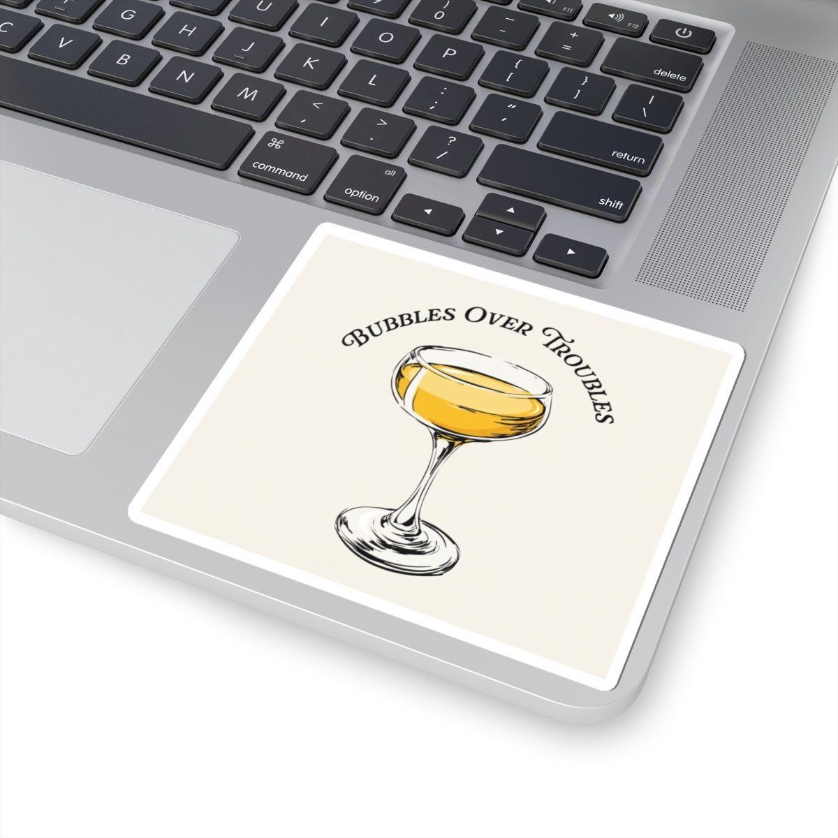 Champagne Coupe Illustration Vinyl Sticker | Bubbles Over Troubles