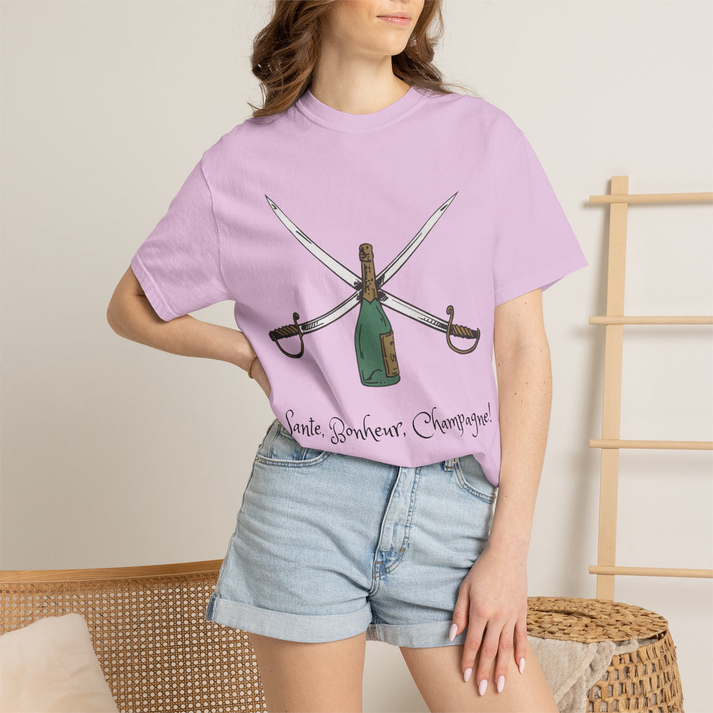 Champagne Sabering T-Shirt, Crossed Sabers & Bottle Graphic Tee