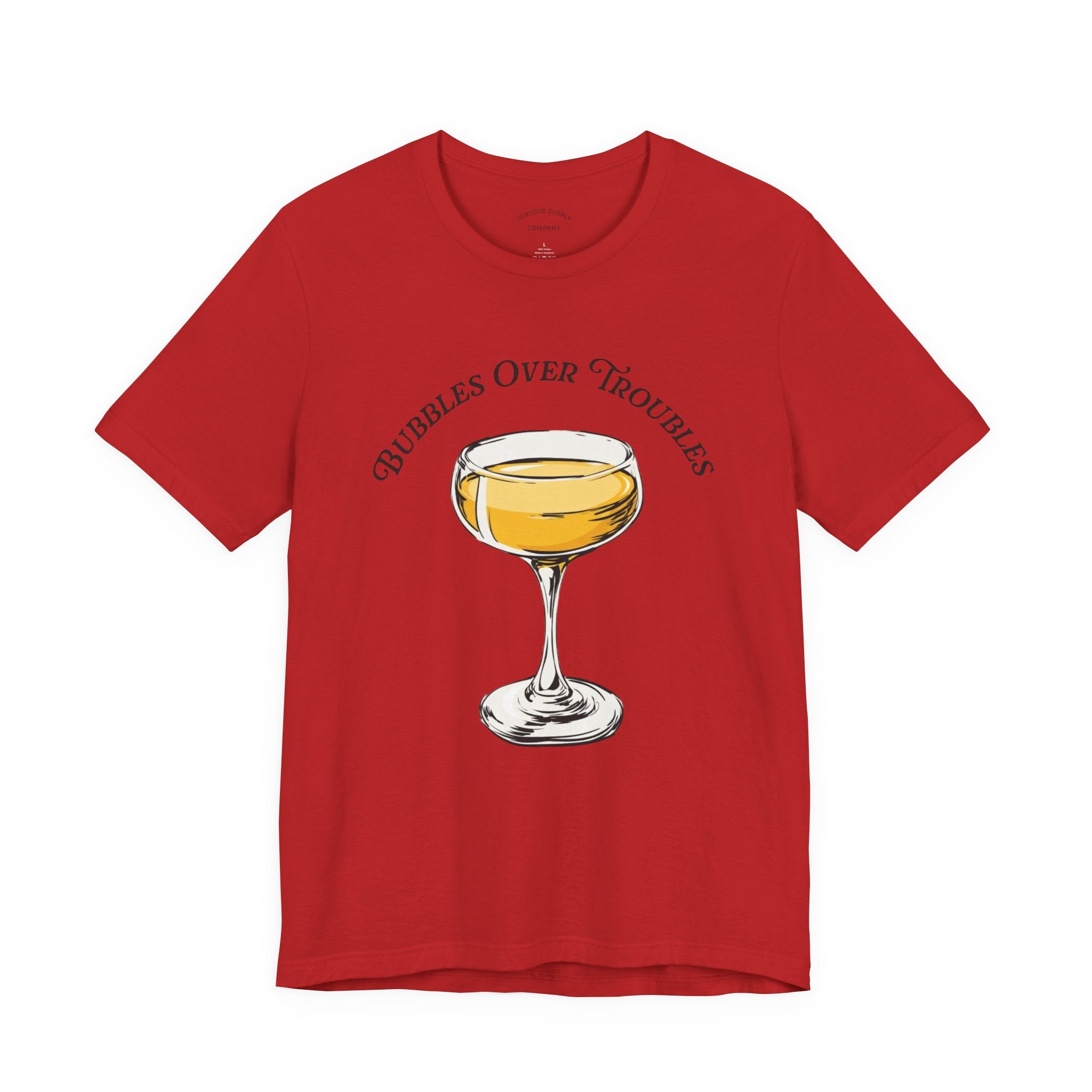 Bubbles Over Troubles Champagne Glass Tee | Cocktail Shirt