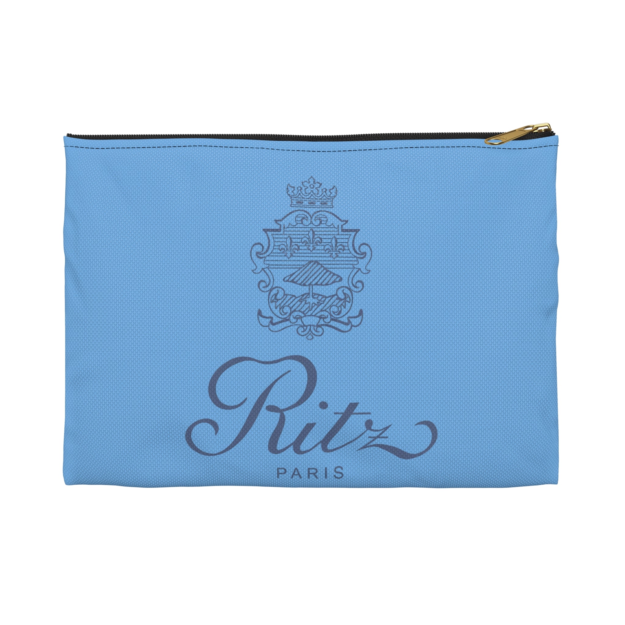 Vintage Ritz Paris Accessory Pouch | Light Blue Cosmetic Zip Bag