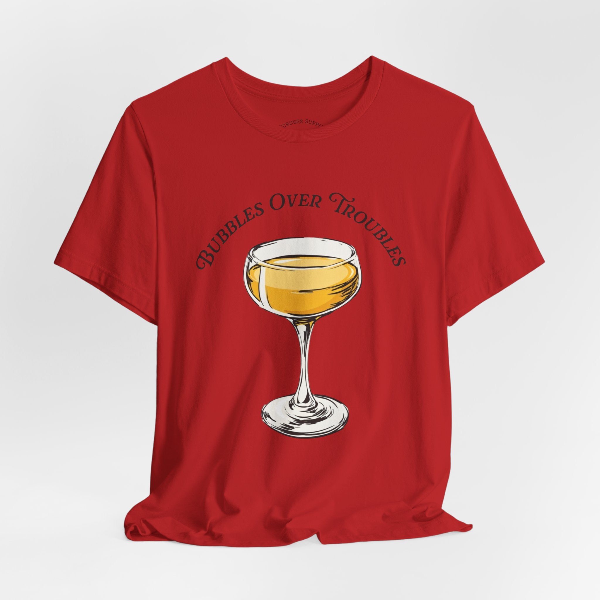 Bubbles Over Troubles Champagne Glass Tee | Cocktail Shirt