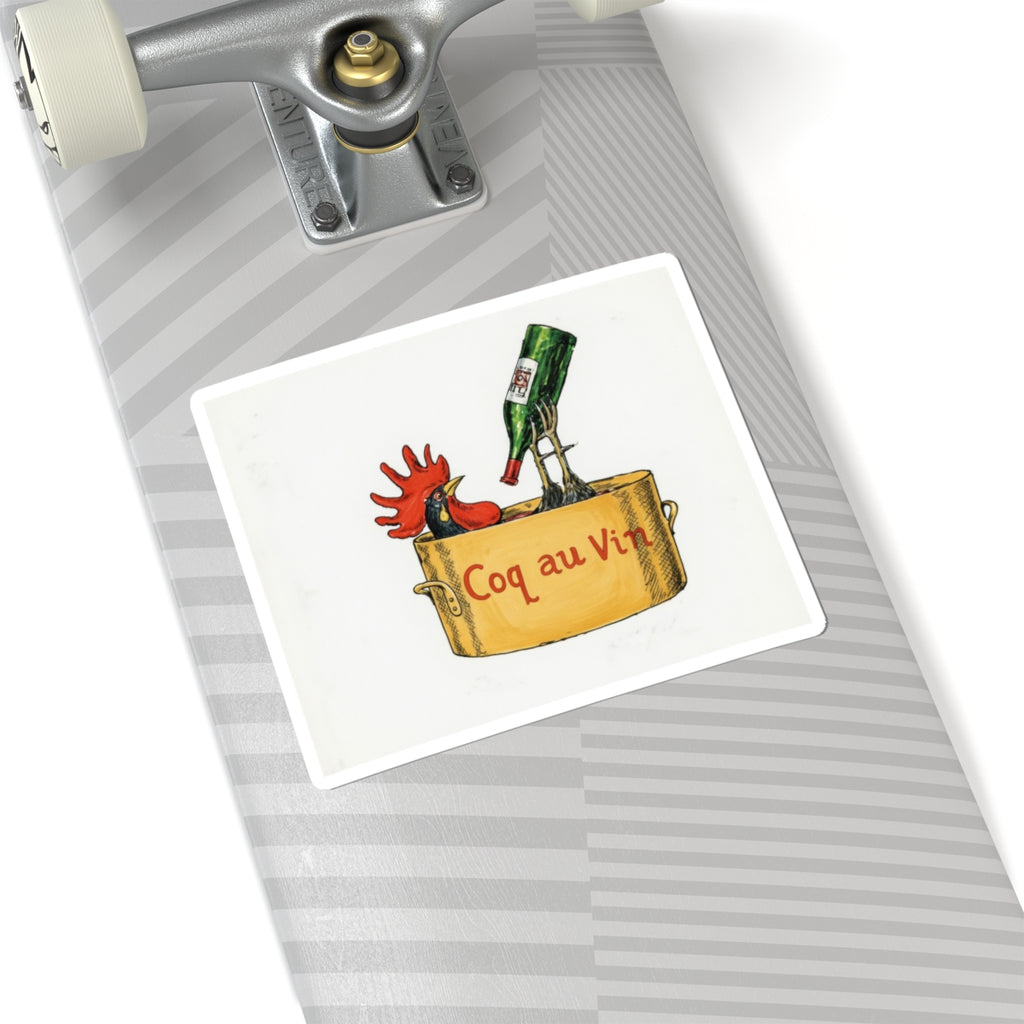 Coq au Vin Rooster Pot sticker | Wine Humor Sticker