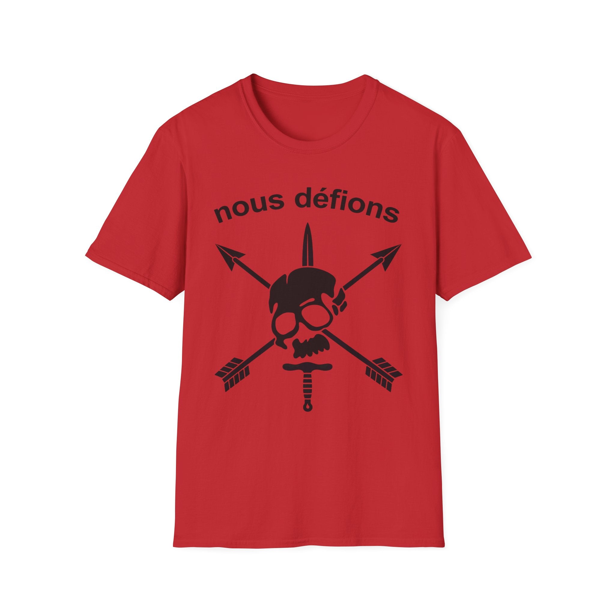 WW2 French Resistance Inspired T-Shirt Nous défions with skull and crossed bones