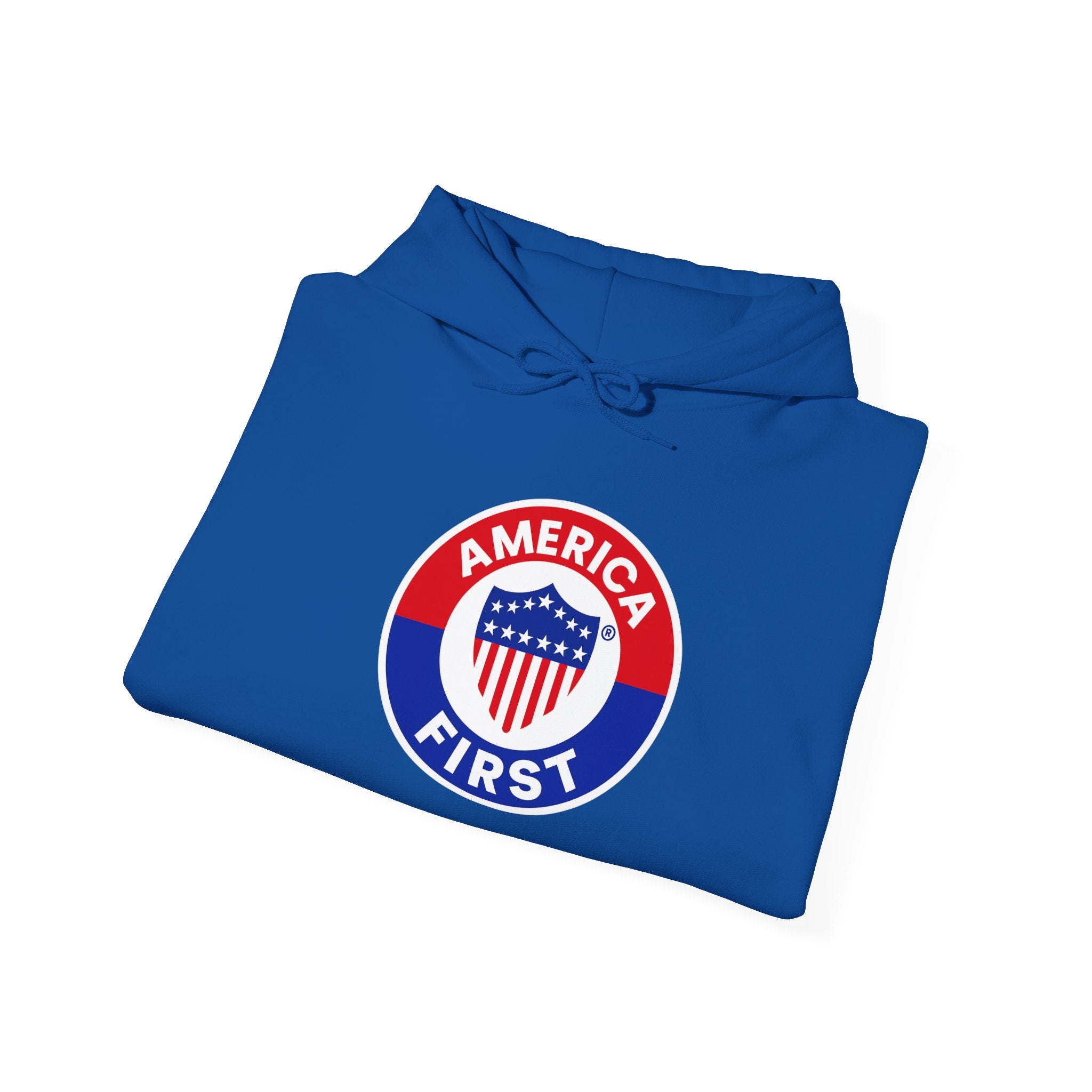 America First badge Hoodie | Patriotic USA shield emblem