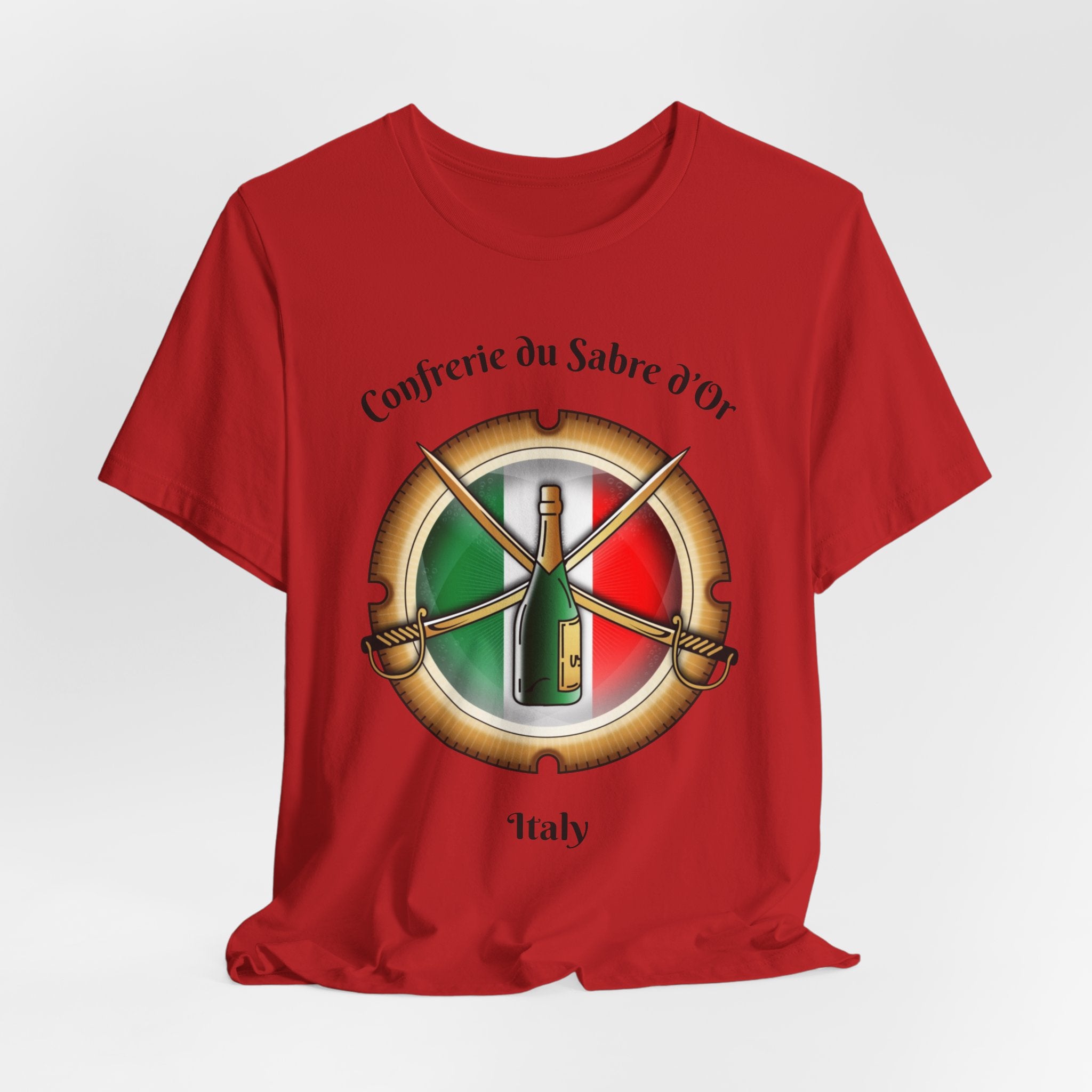Italian Heritage T-Shirt, Confrérie du Sabre dOr France T-Shirt ,Champagne Sabering Society Emblem Tee