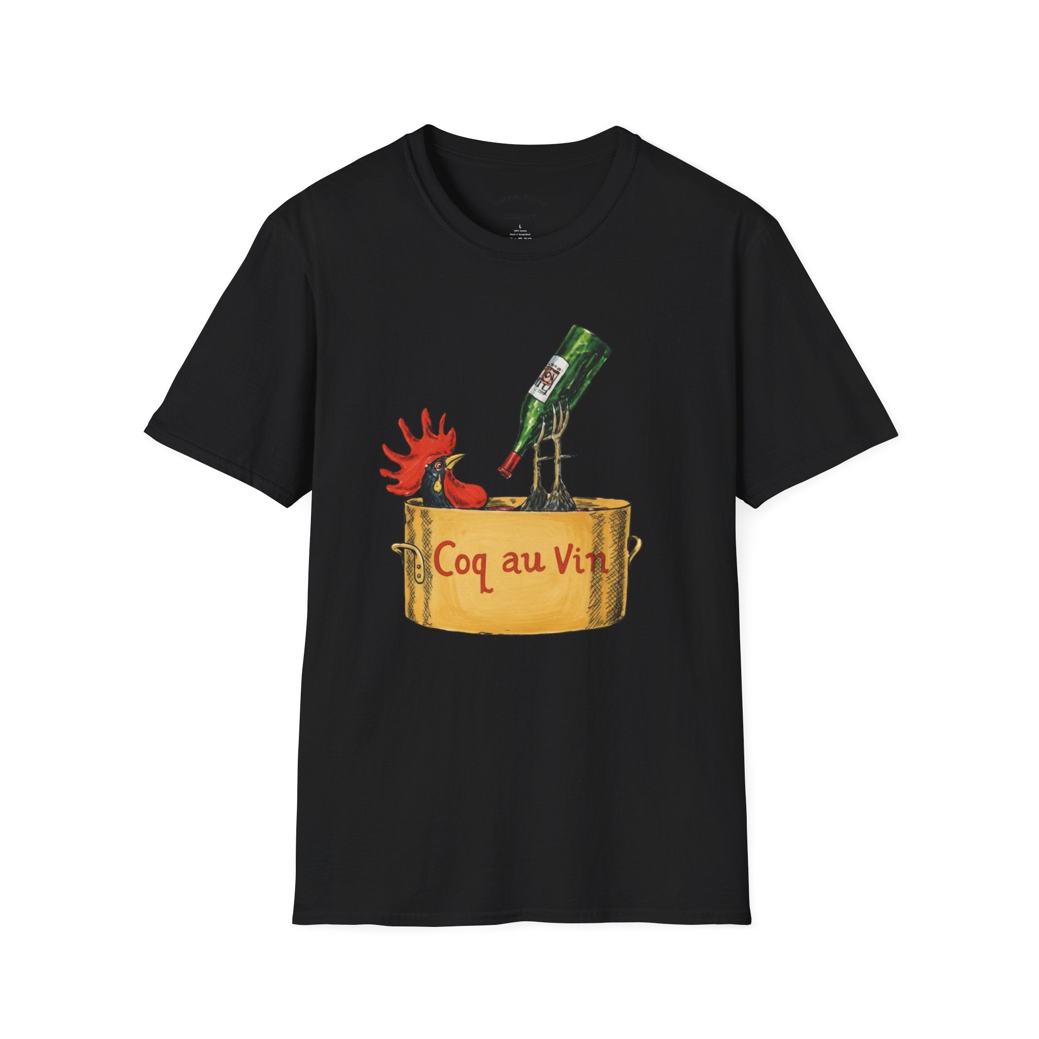 Wine Coq au Vin T-Shirt | Rooster, Wine Bottle, French cooking design