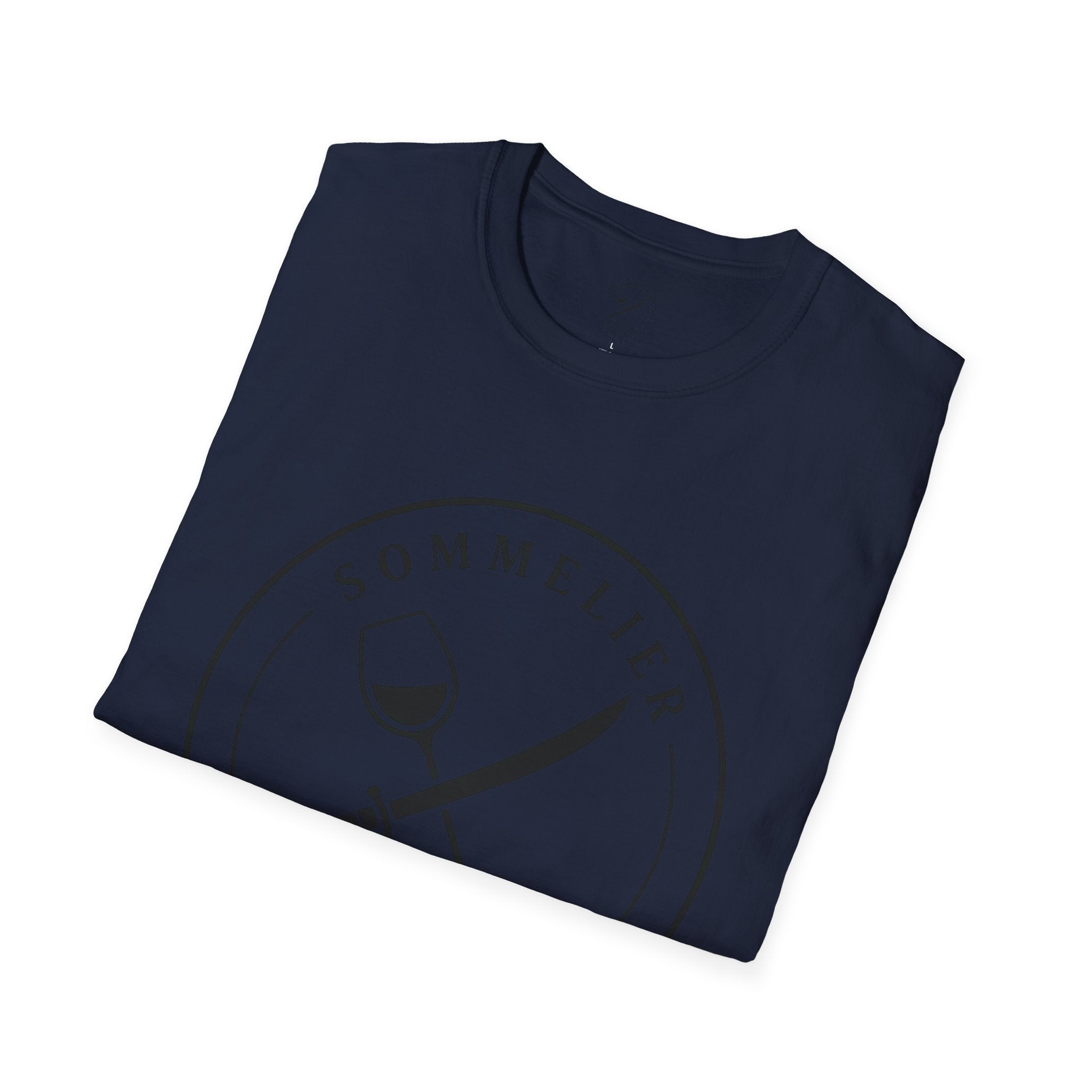 Sommelier and Sabering logo T-Shirt | Wine glass and saber emblem