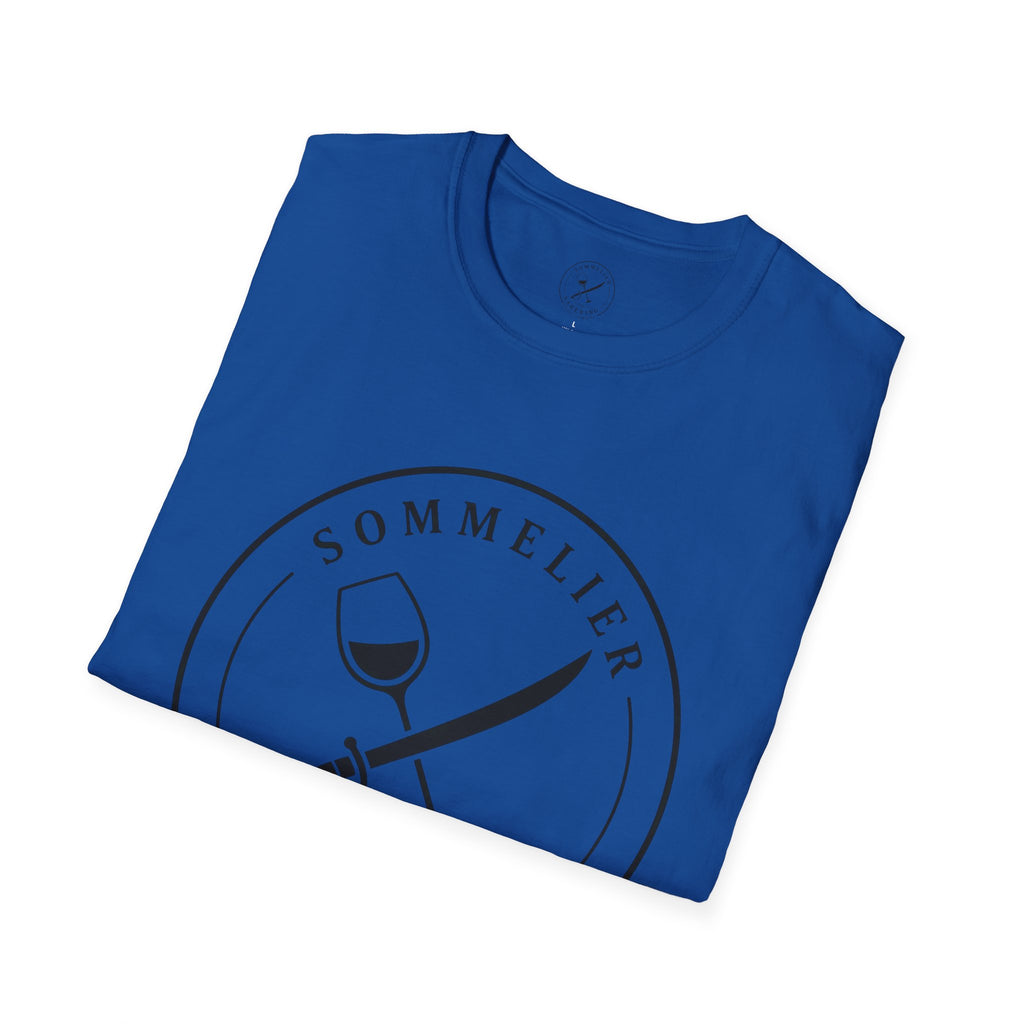 Sommelier and Sabering logo T-Shirt | Wine glass and saber emblem