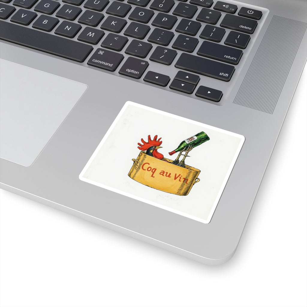 Coq au Vin Rooster Pot sticker | Wine Humor Sticker