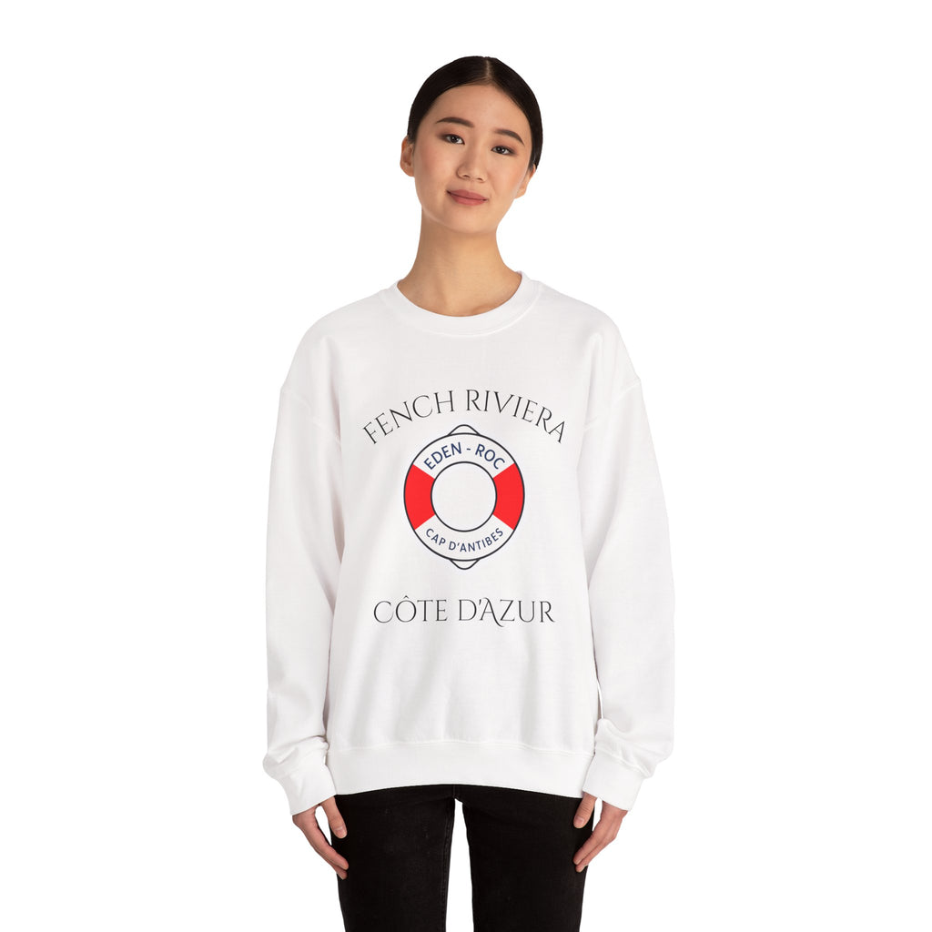 French Riviera Lifesaver Crewneck Sweatshirt | Côte d'Azur Nautical Design