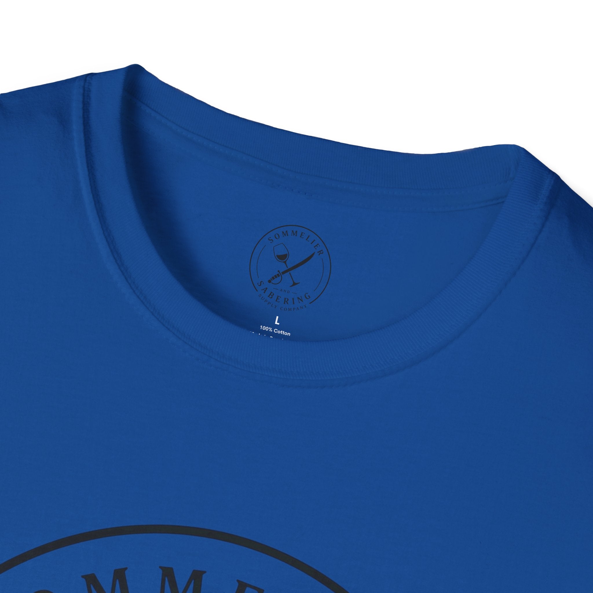 Sommelier and Sabering logo T-Shirt | Wine glass and saber emblem