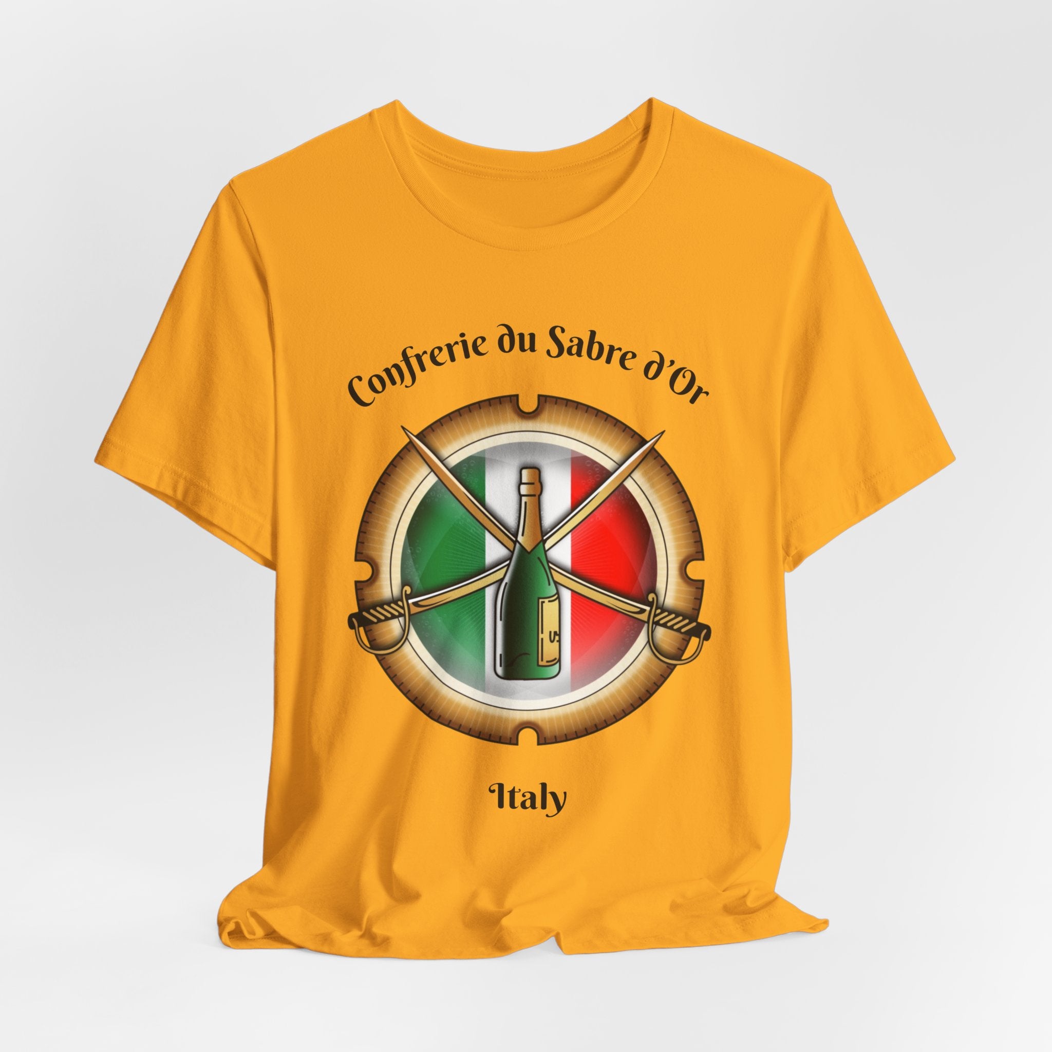 Italian Heritage T-Shirt, Confrérie du Sabre dOr France T-Shirt ,Champagne Sabering Society Emblem Tee