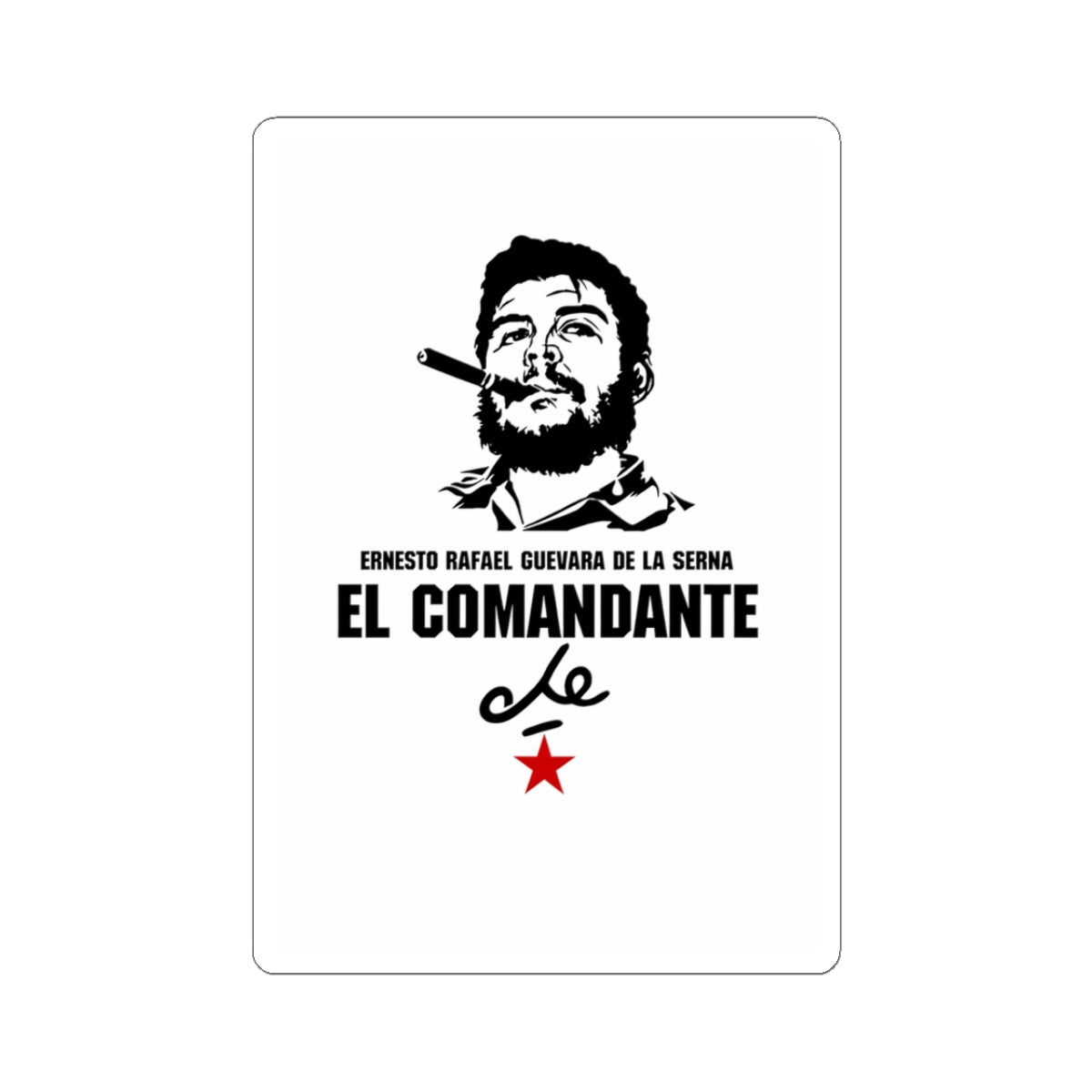 El Comandante Che Vinyl sticker | Guevara portrait, cigar, red star