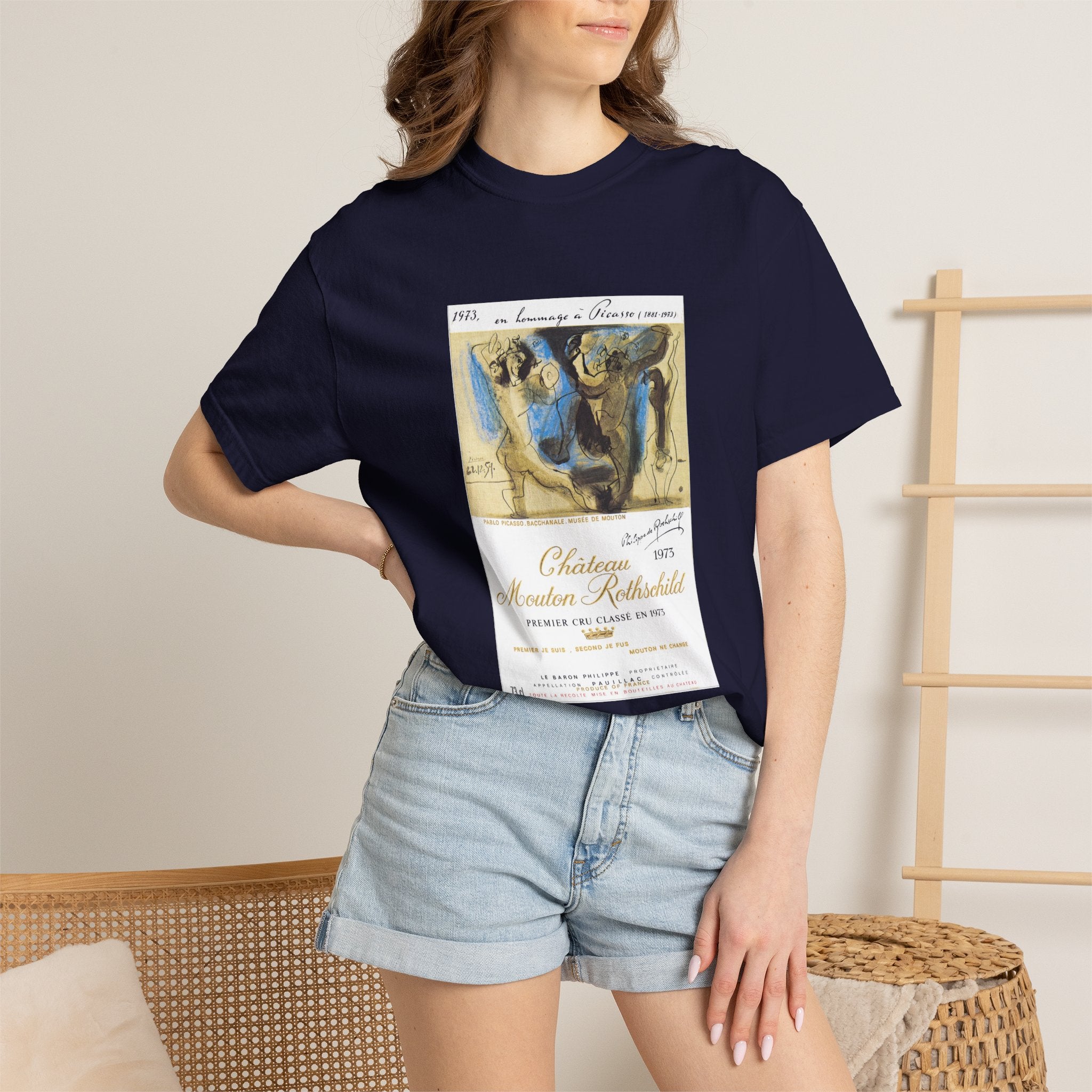 Vintage Picasso Mouton Rothschild 1973 Wine Label T-Shirt