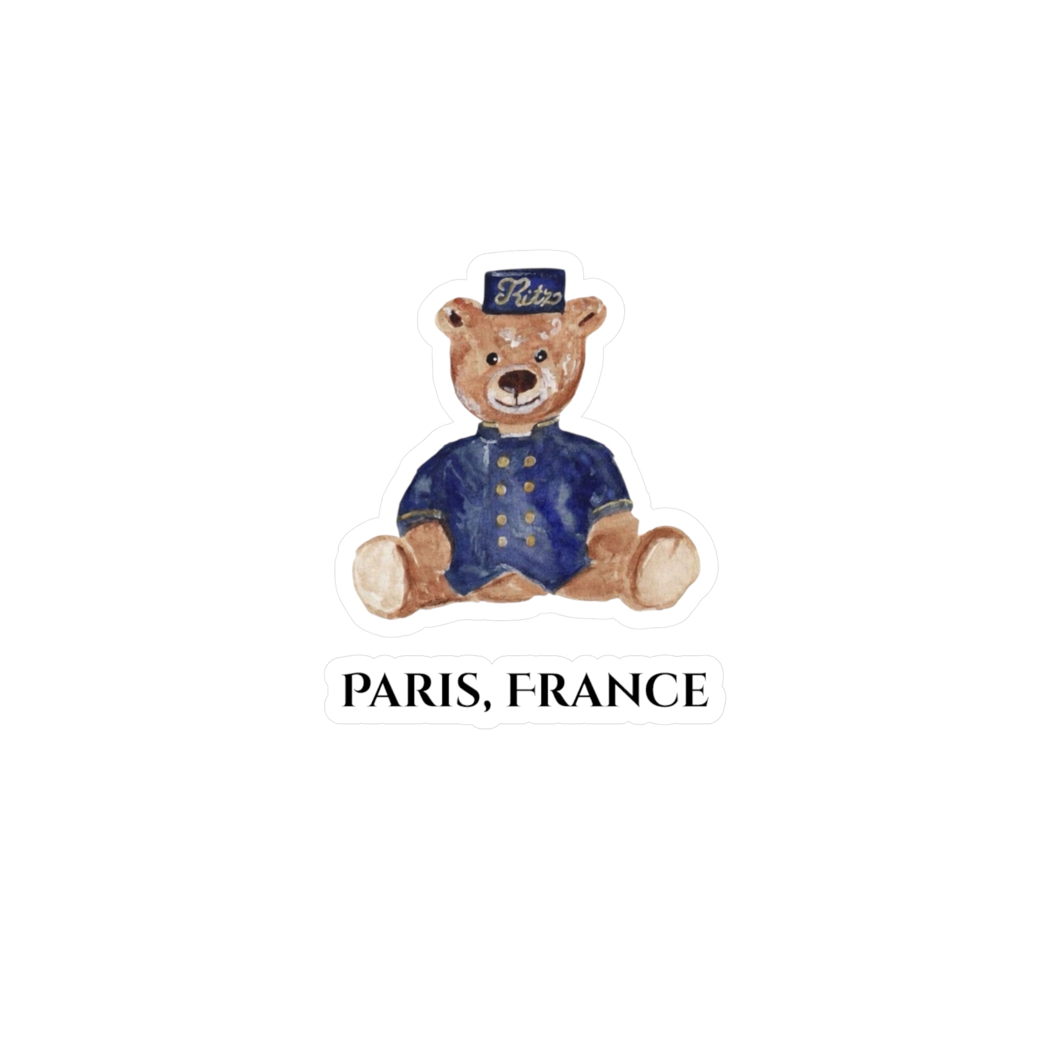 Vinyl Sticker Vintage Ritz Paris Teddy Bear