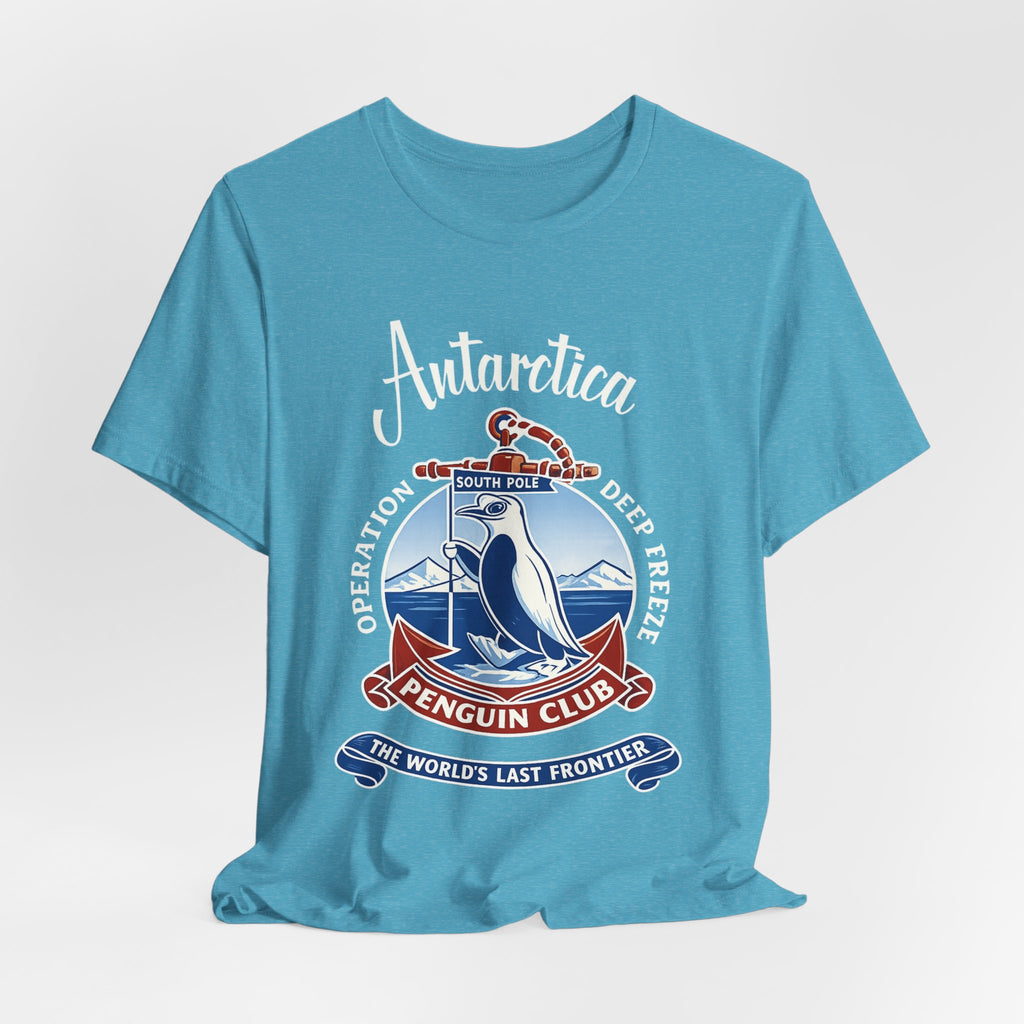 Antarctica Penguin Club Crest T-Shirt | South Pole Expedition T-Shirt