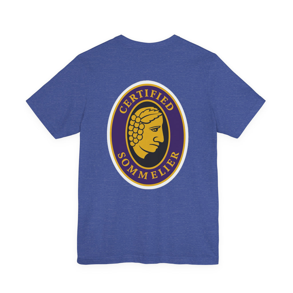 Certified Sommelier T-shirt, featuring the official emblem in striking purple, gold, and black