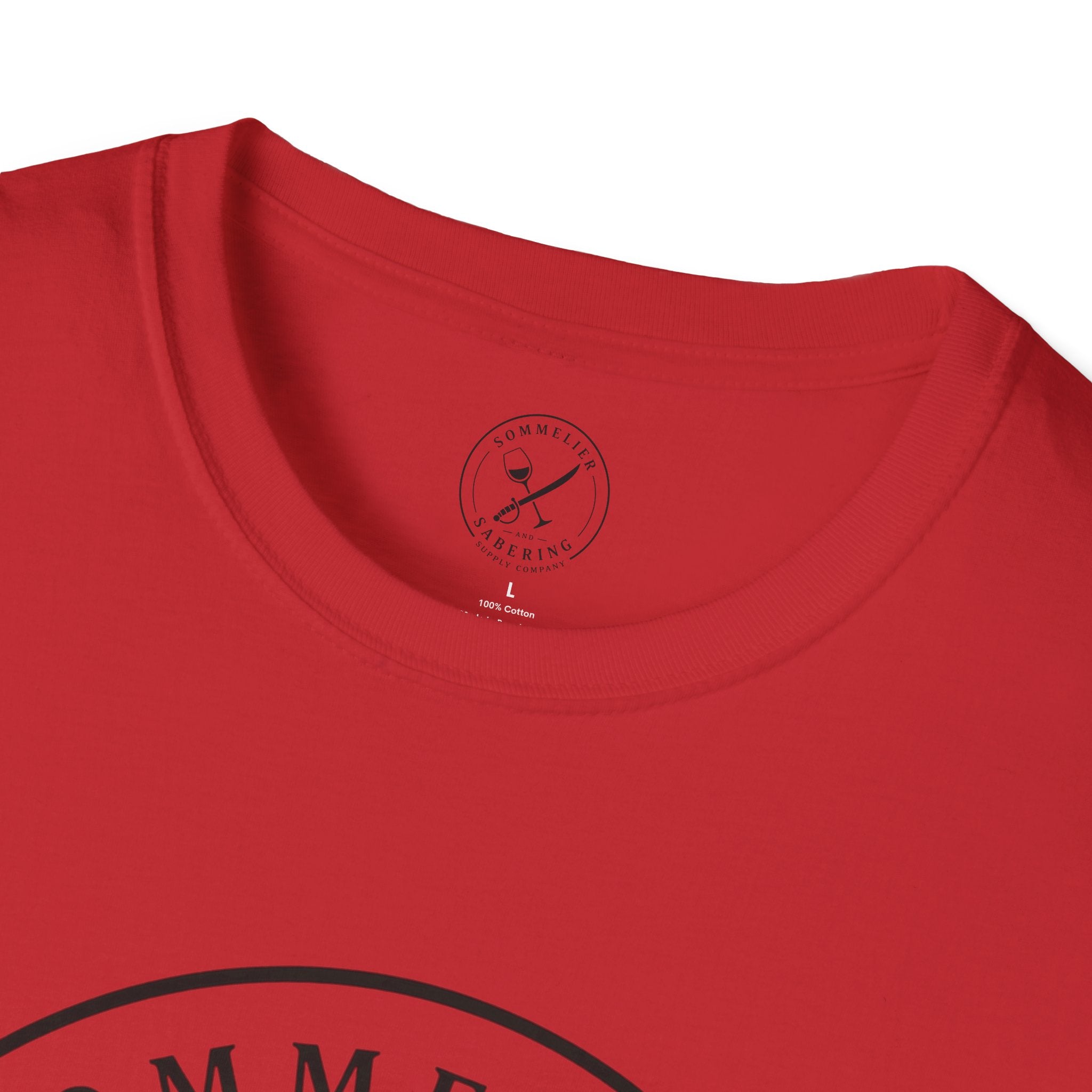 Sommelier and Sabering logo T-Shirt | Wine glass and saber emblem