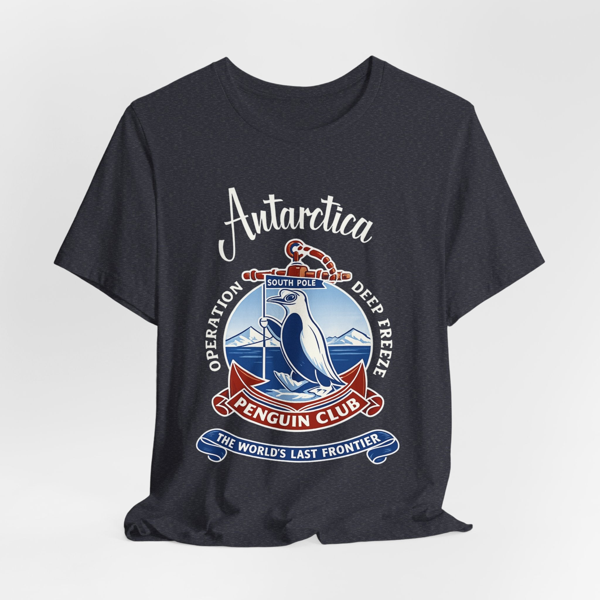 Antarctica Penguin Club Crest T-Shirt | South Pole Expedition T-Shirt