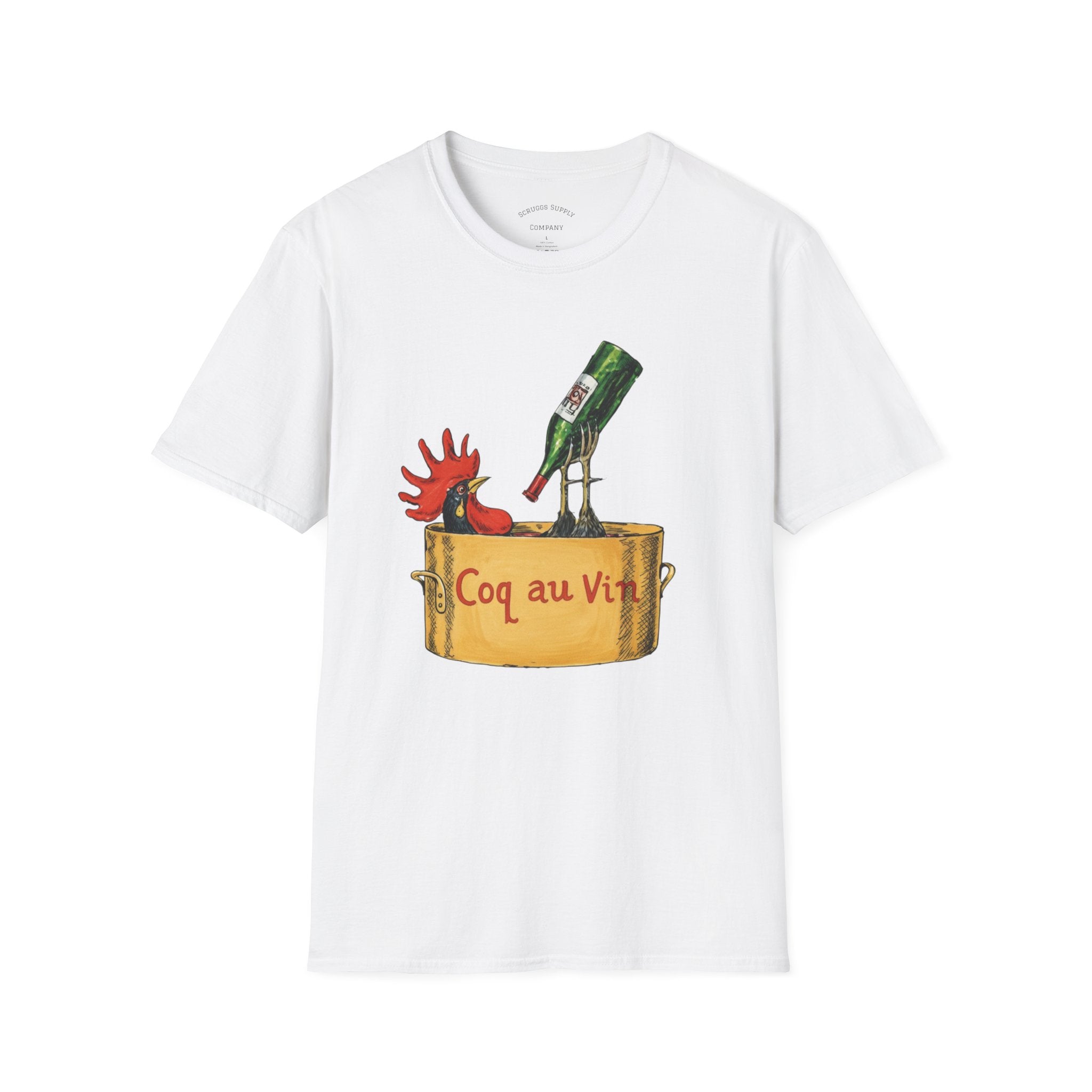 Wine Coq au Vin T-Shirt | Rooster, Wine Bottle, French cooking design