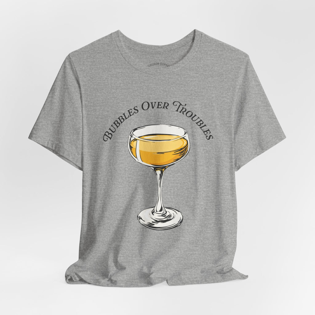 Bubbles Over Troubles Champagne Glass Tee | Cocktail Shirt