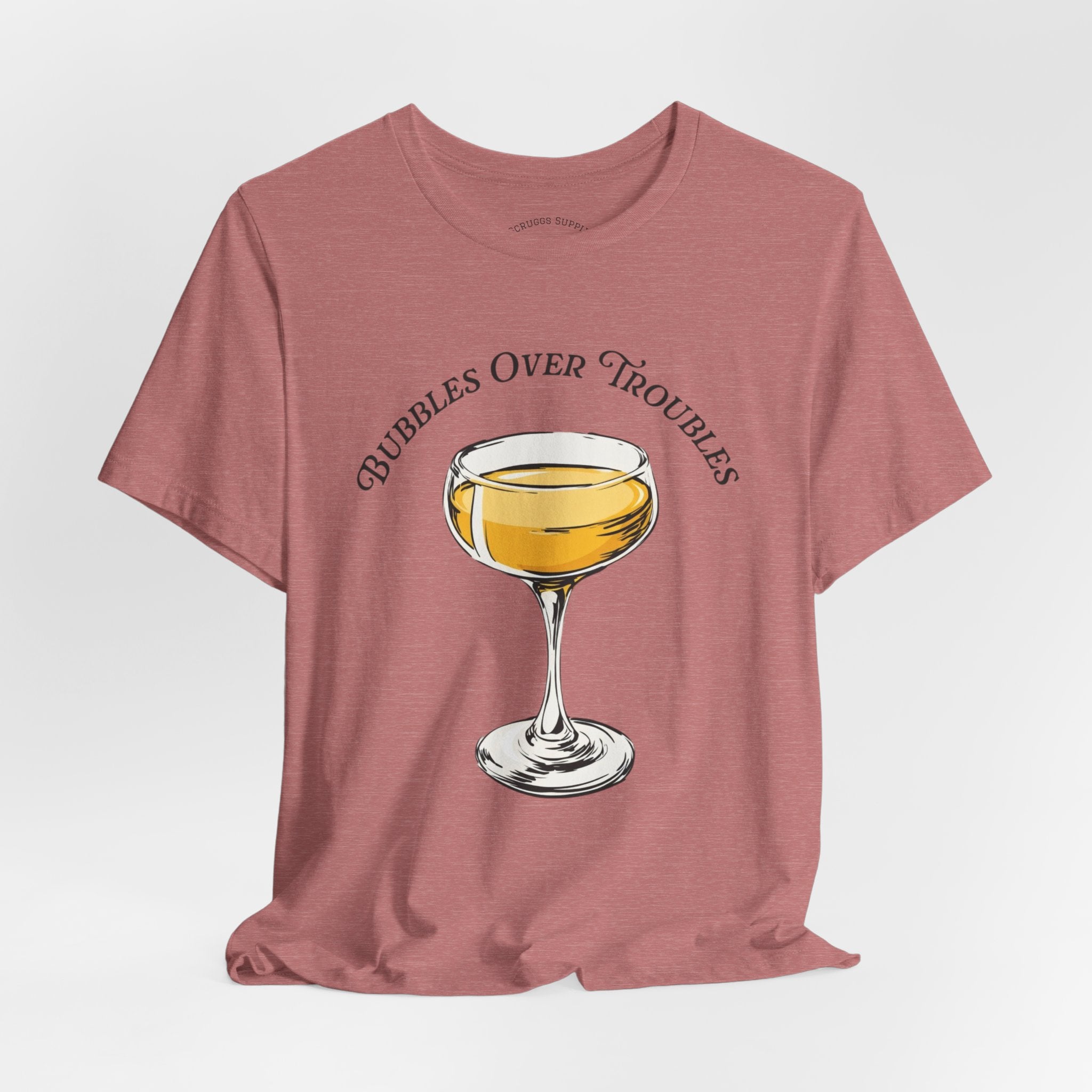 Bubbles Over Troubles Champagne Glass Tee | Cocktail Shirt