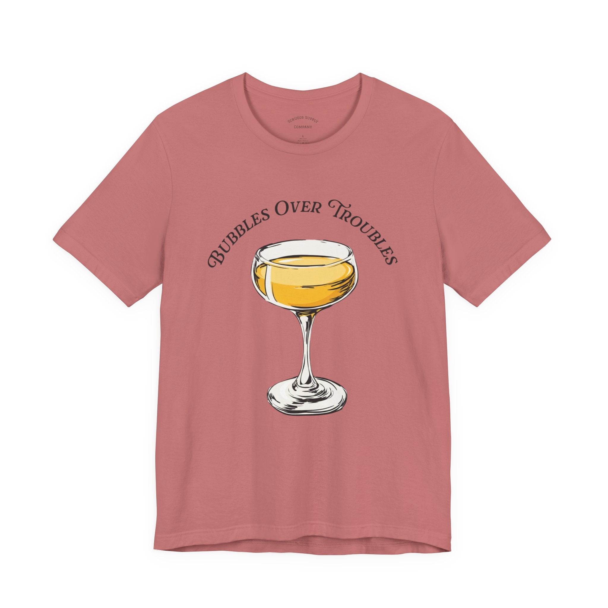 Bubbles Over Troubles Champagne Glass Tee | Cocktail Shirt