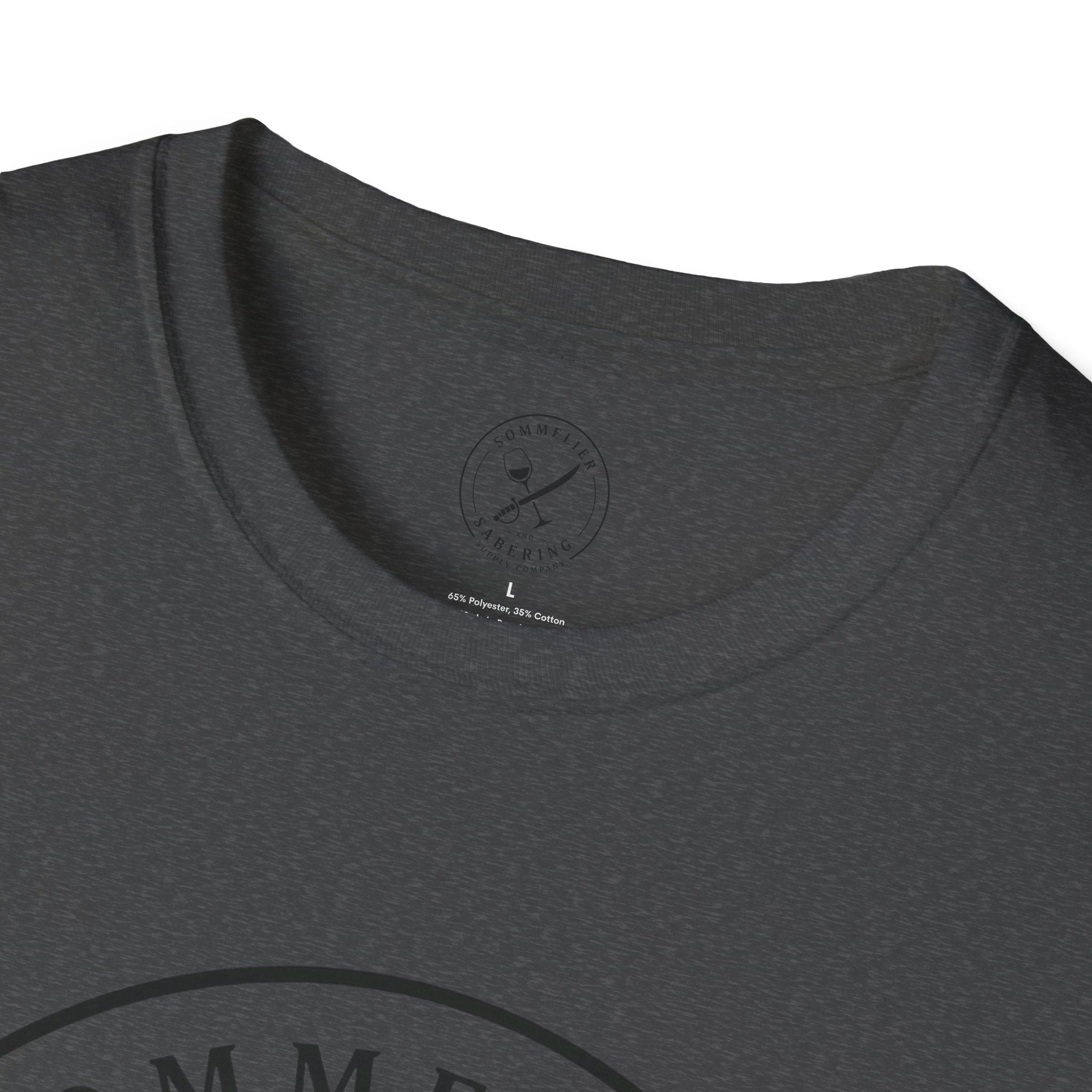 Sommelier and Sabering logo T-Shirt | Wine glass and saber emblem