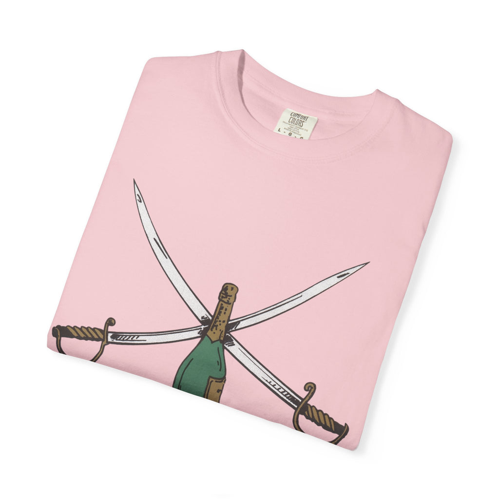 Champagne Sabering T-Shirt, Crossed Sabers & Bottle Graphic Tee