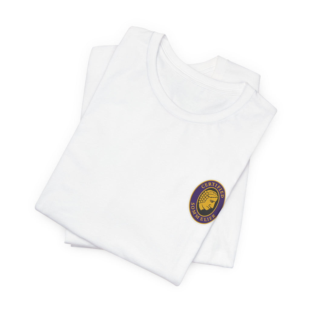 Certified Sommelier T-shirt, featuring the official emblem in striking purple, gold, and black