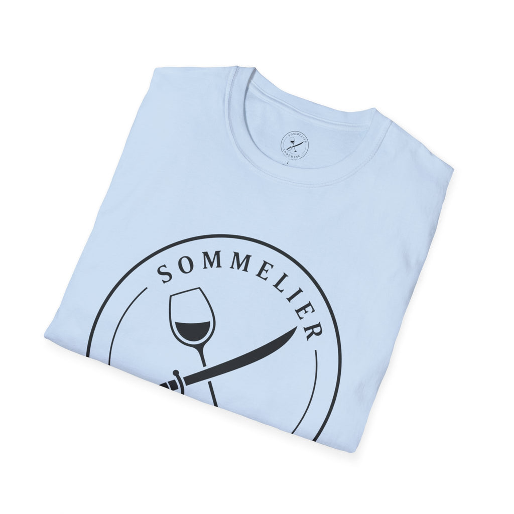 Sommelier and Sabering logo T-Shirt | Wine glass and saber emblem