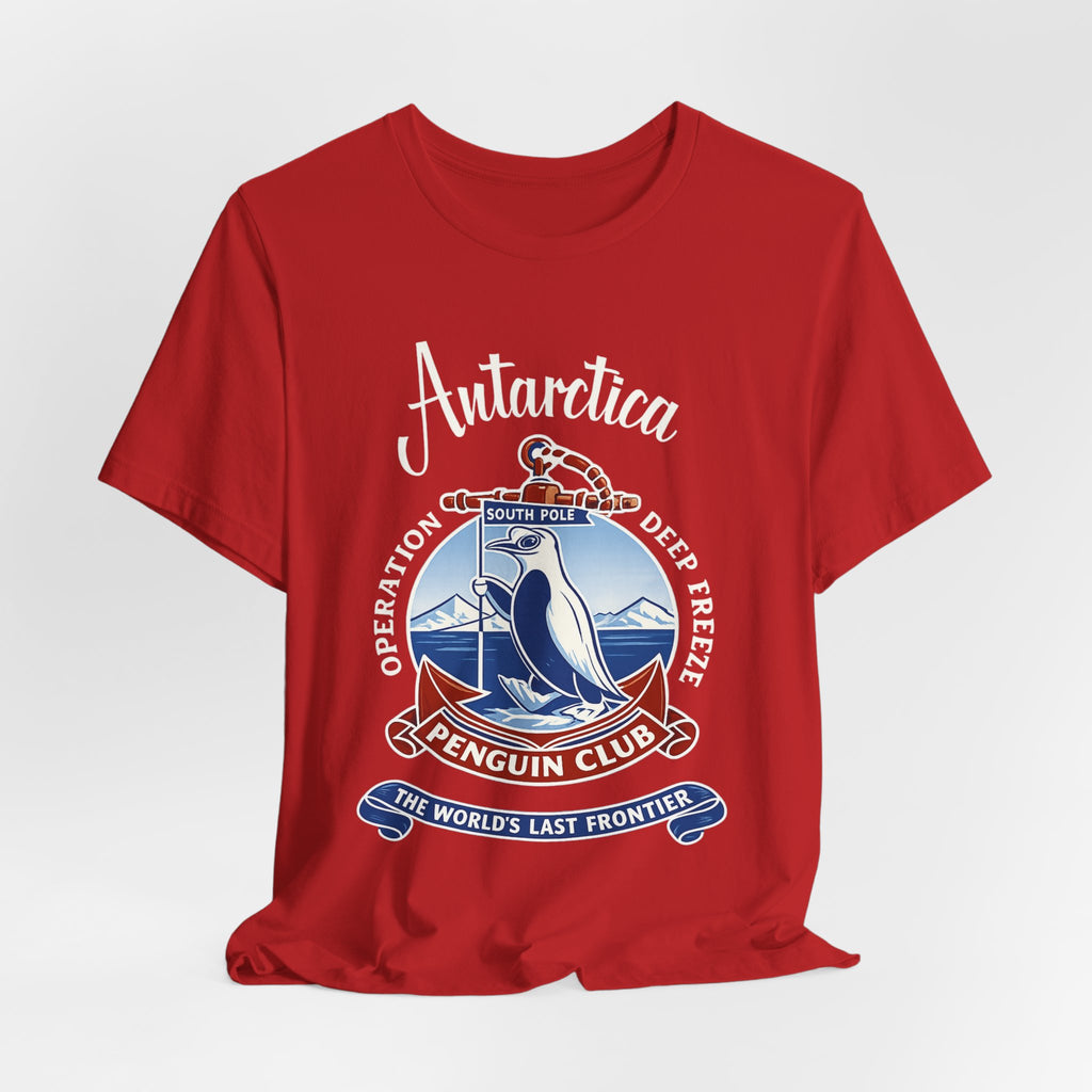 Antarctica Penguin Club Crest T-Shirt | South Pole Expedition T-Shirt
