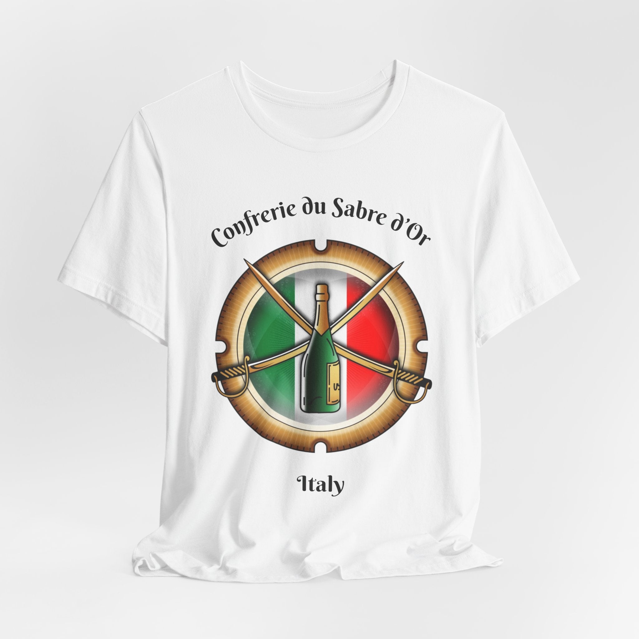 Italian Heritage T-Shirt, Confrérie du Sabre dOr France T-Shirt ,Champagne Sabering Society Emblem Tee