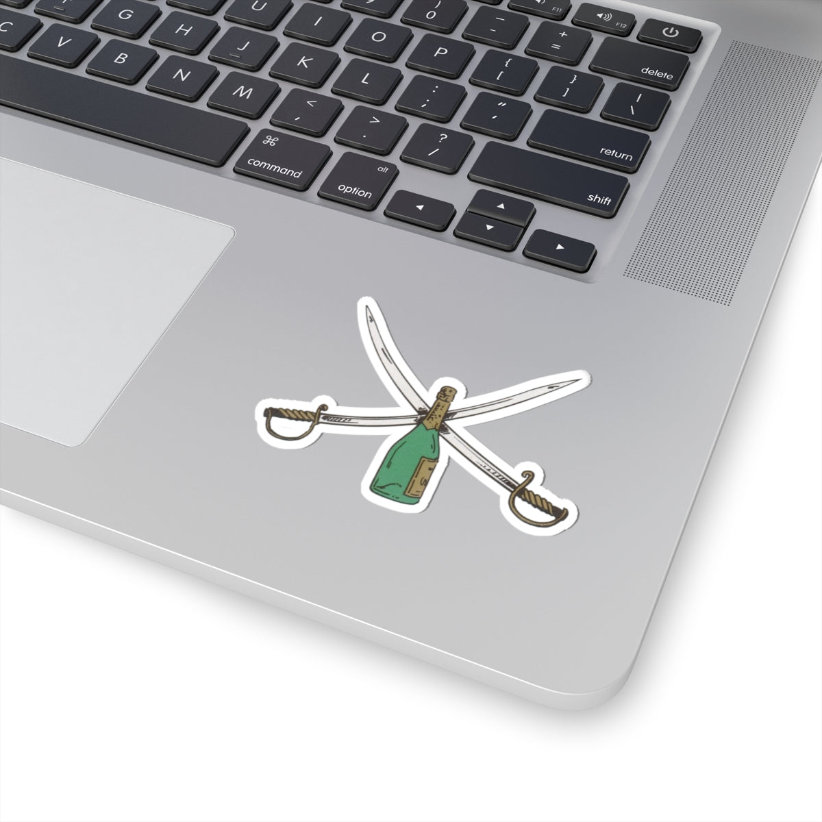 Champagne Bottle with Crossed Saber Vinyl Sticker